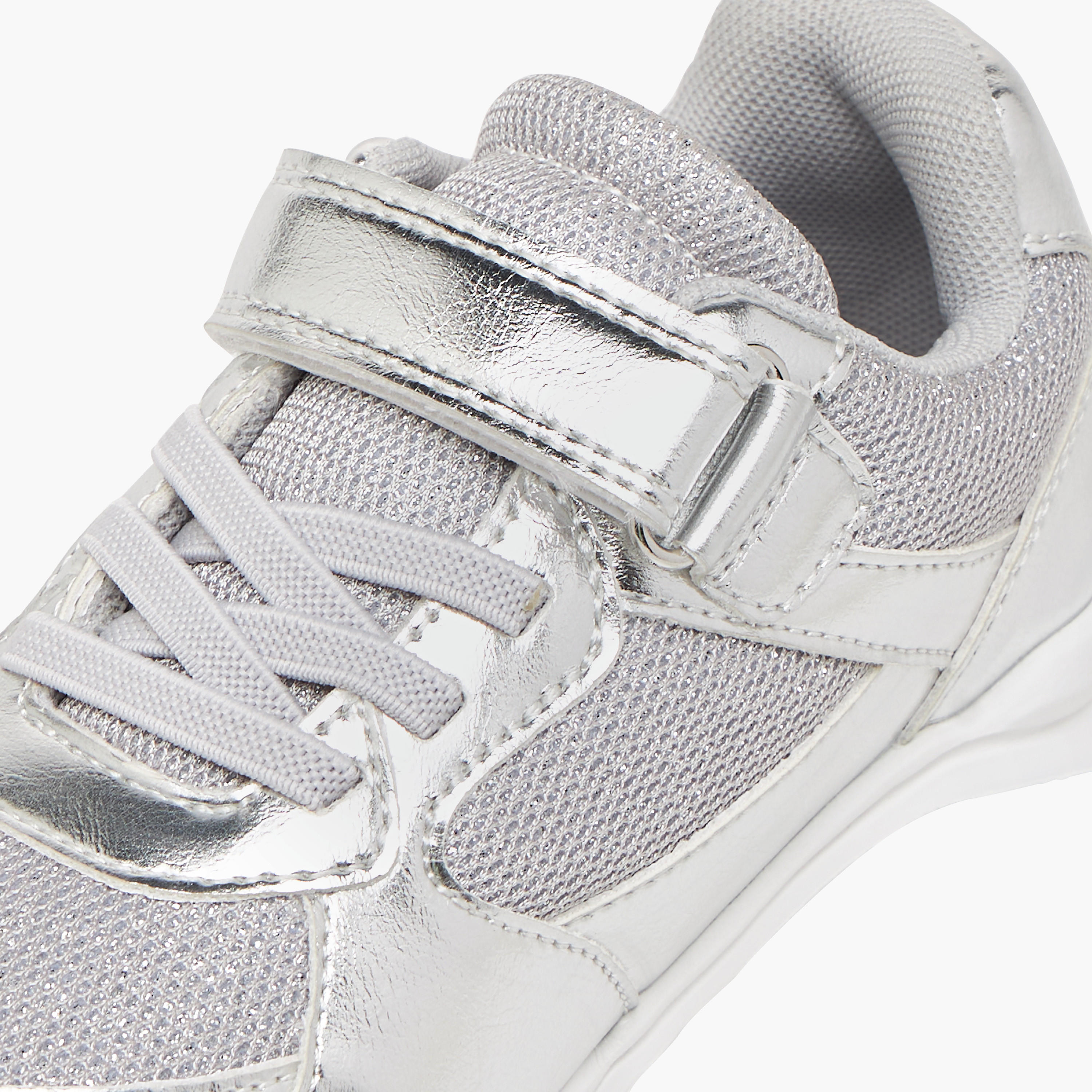 Juniors Panelled Sneakers with Hook and Loop Closure-girls-shoes-sneakers-image-4