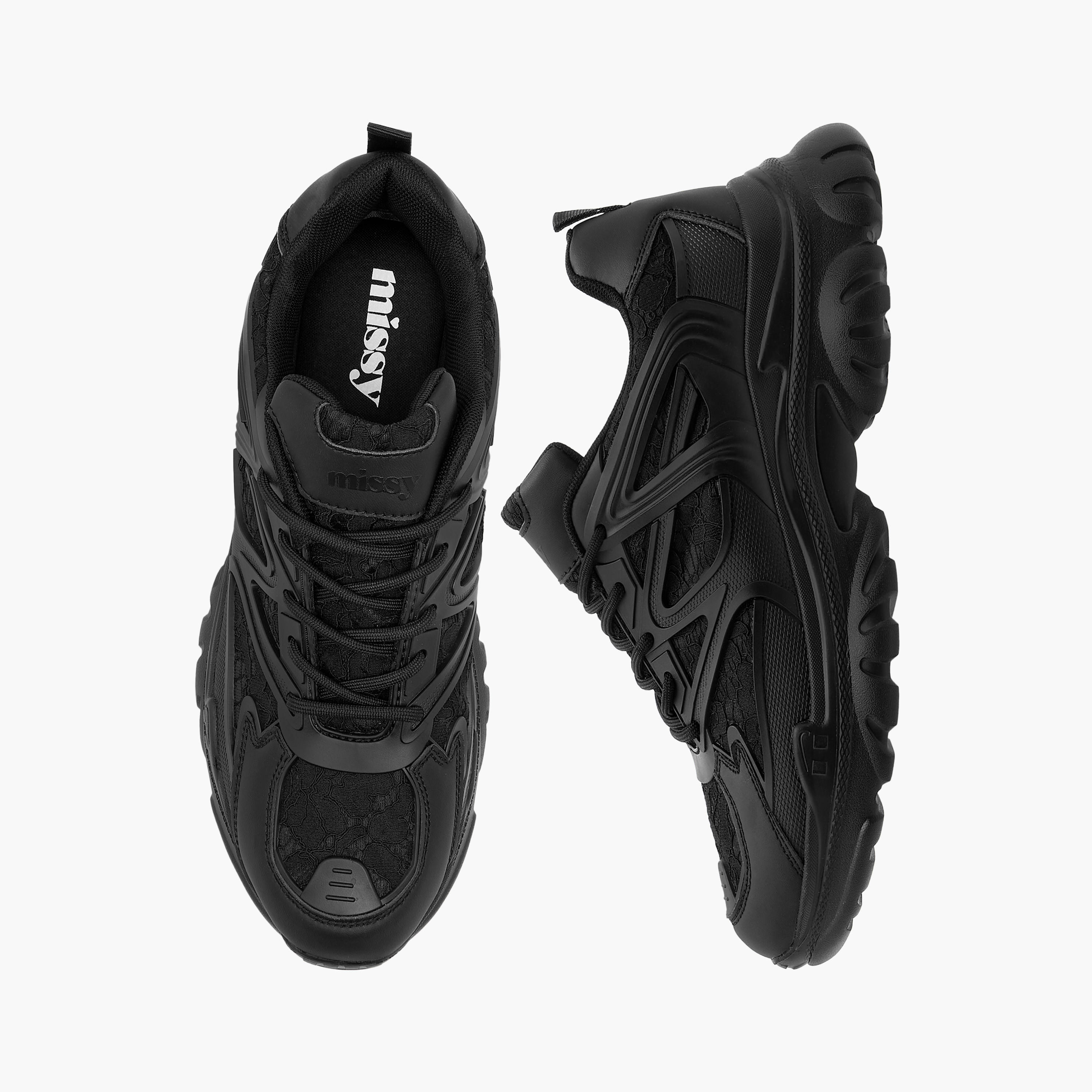 Missy Panelled Sneakers with Chunky Heels and Lace-Up Closure-women-shoes-sneakers-image-1