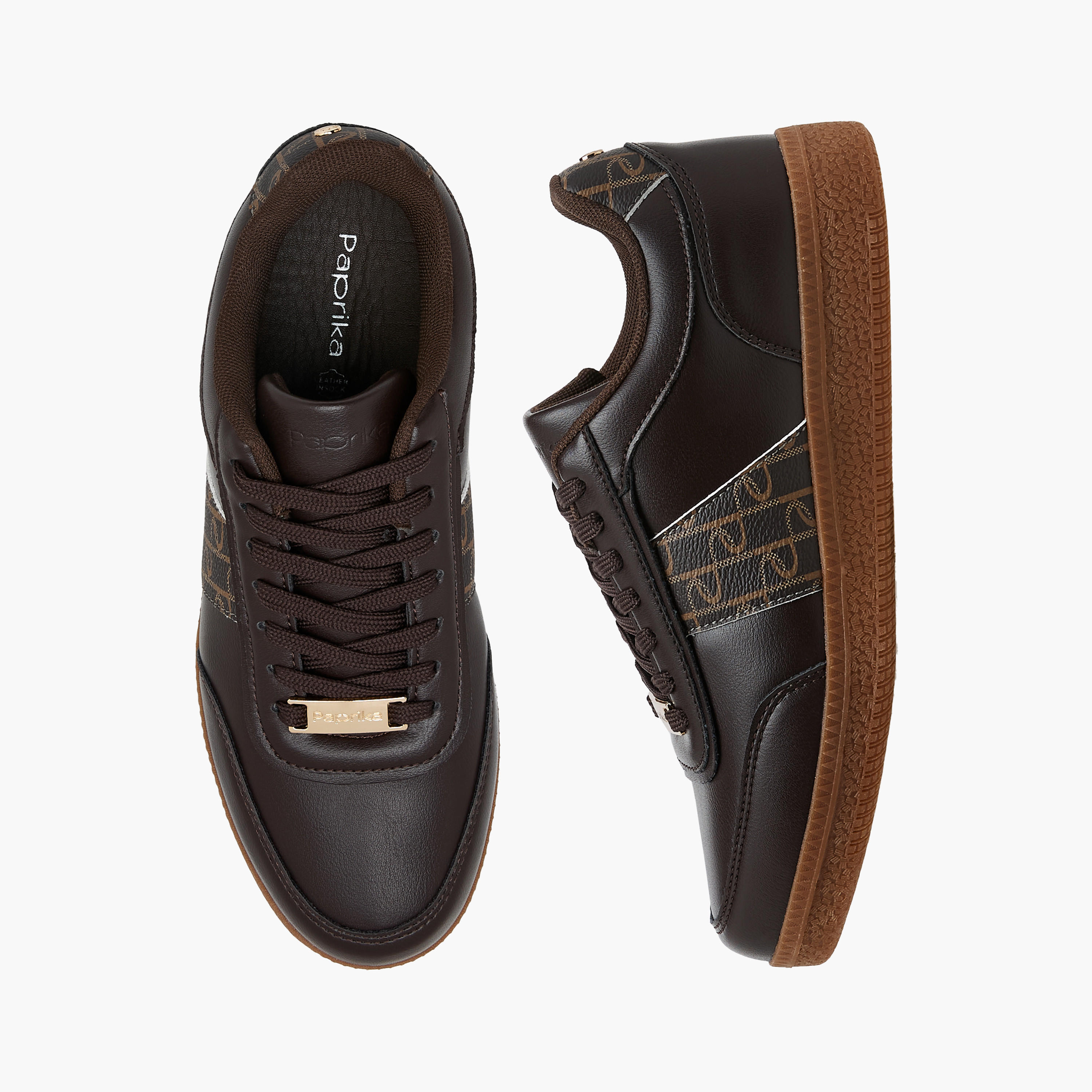 Paprika Monogram Print Sneakers with Lace-Up Closure-women-shoes-sneakers-image-1