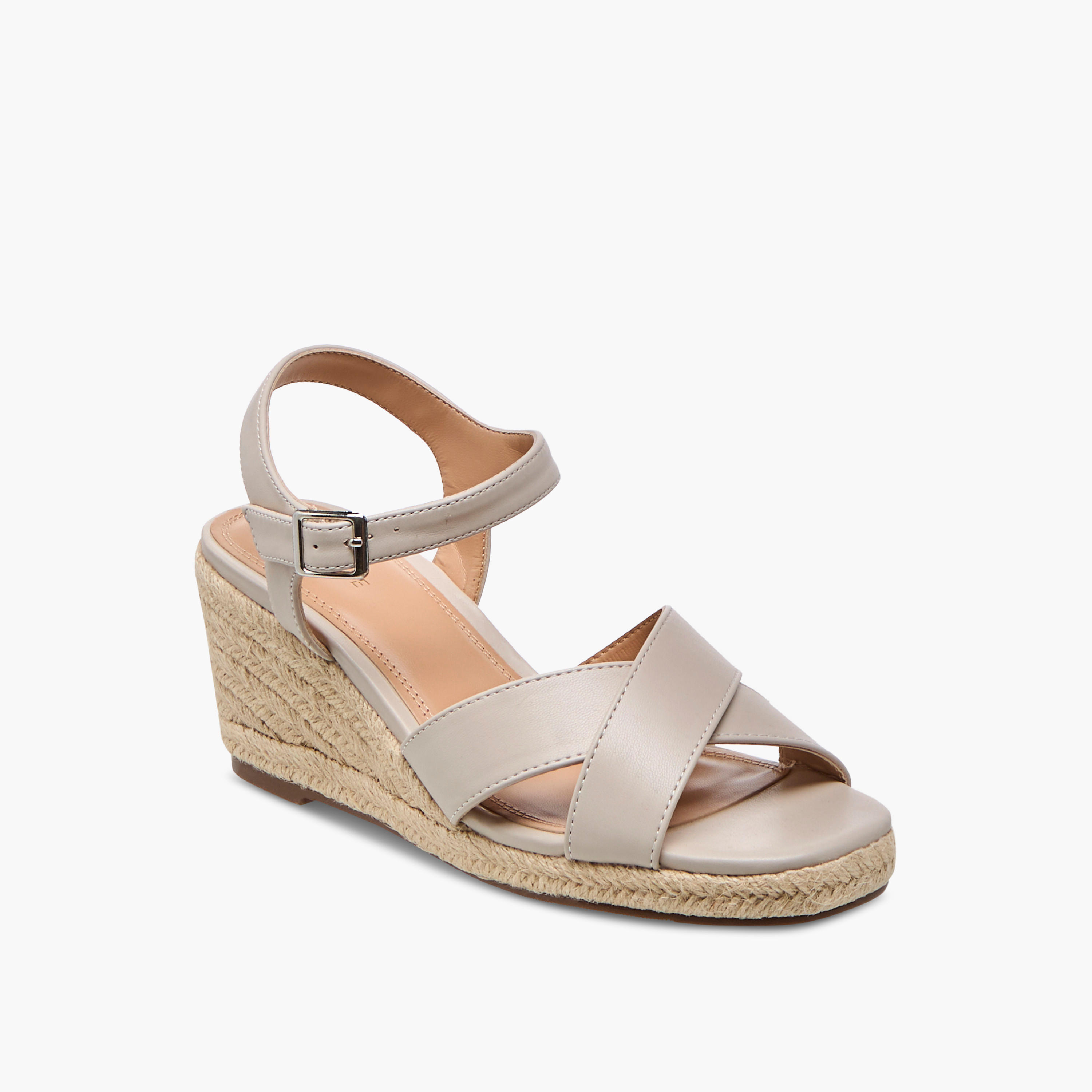 Celeste Women's Cross Strap Sandals with Buckle Closure and Wedge Heel-women-shoes-sandals-heeled-image-2