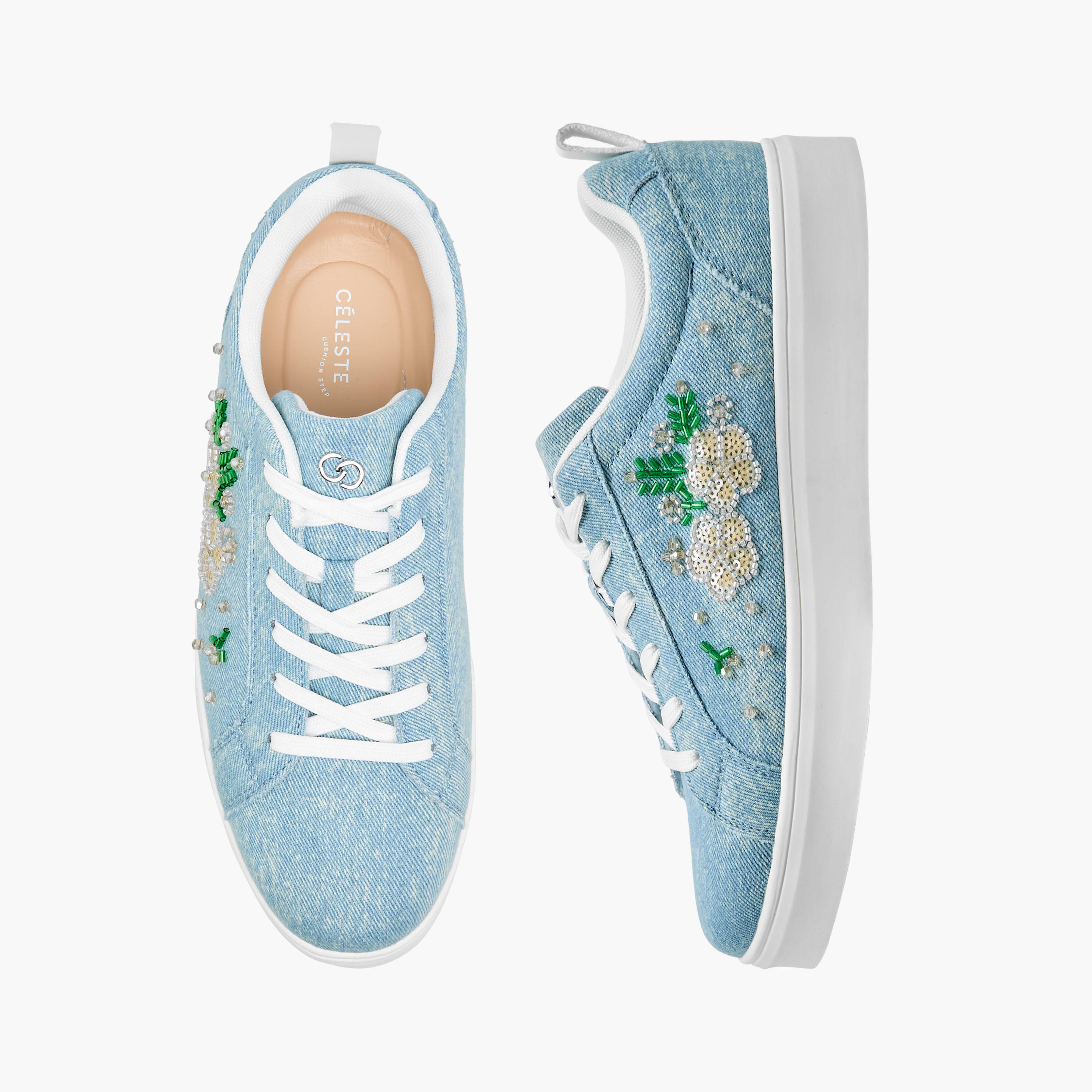 Celeste Women Denim Embroidered Ankle Sneakers-women-shoes-sneakers-image-1