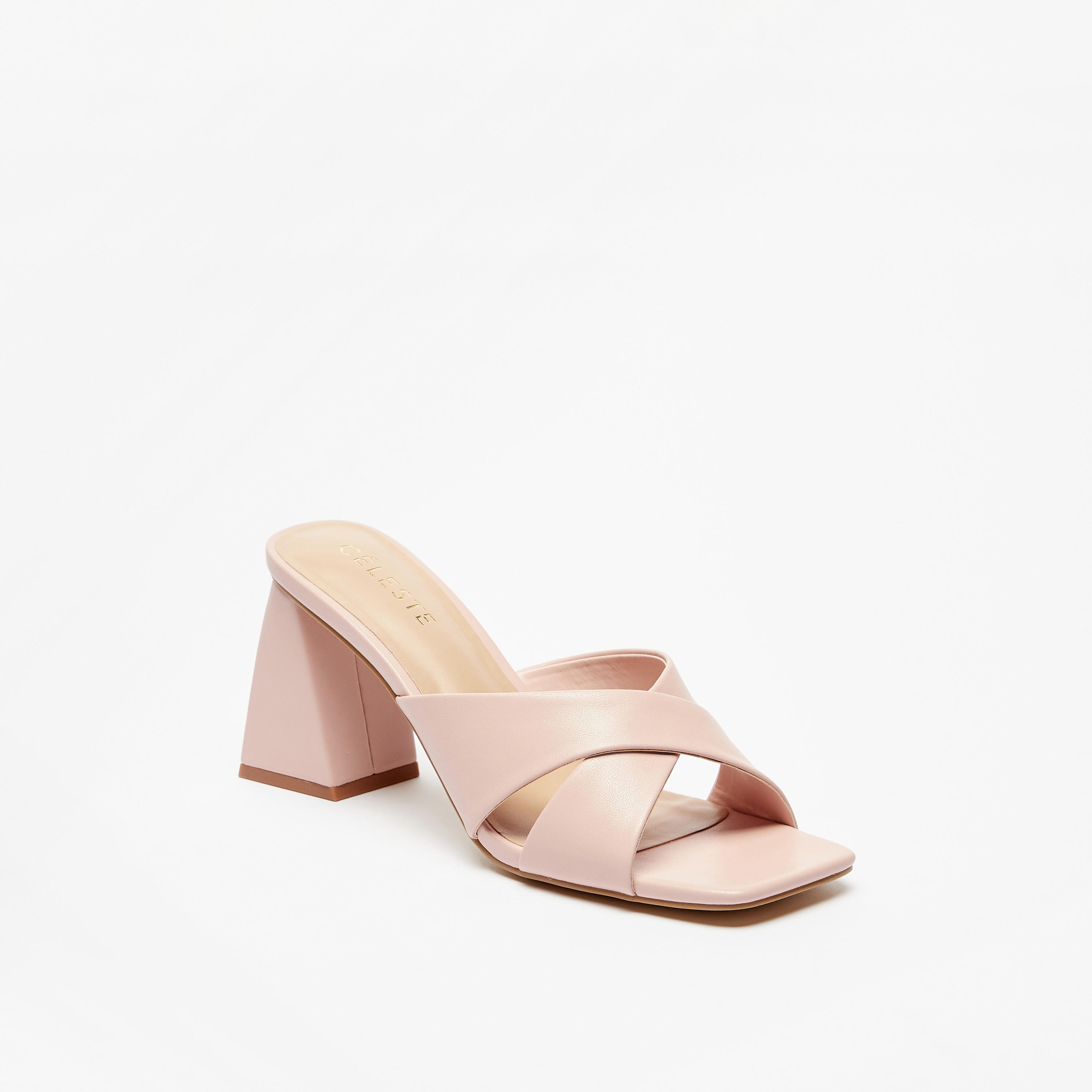 Celeste Solid Slip-On Sandals with Cross Straps and Block Heels-women-shoes-heels-image-1