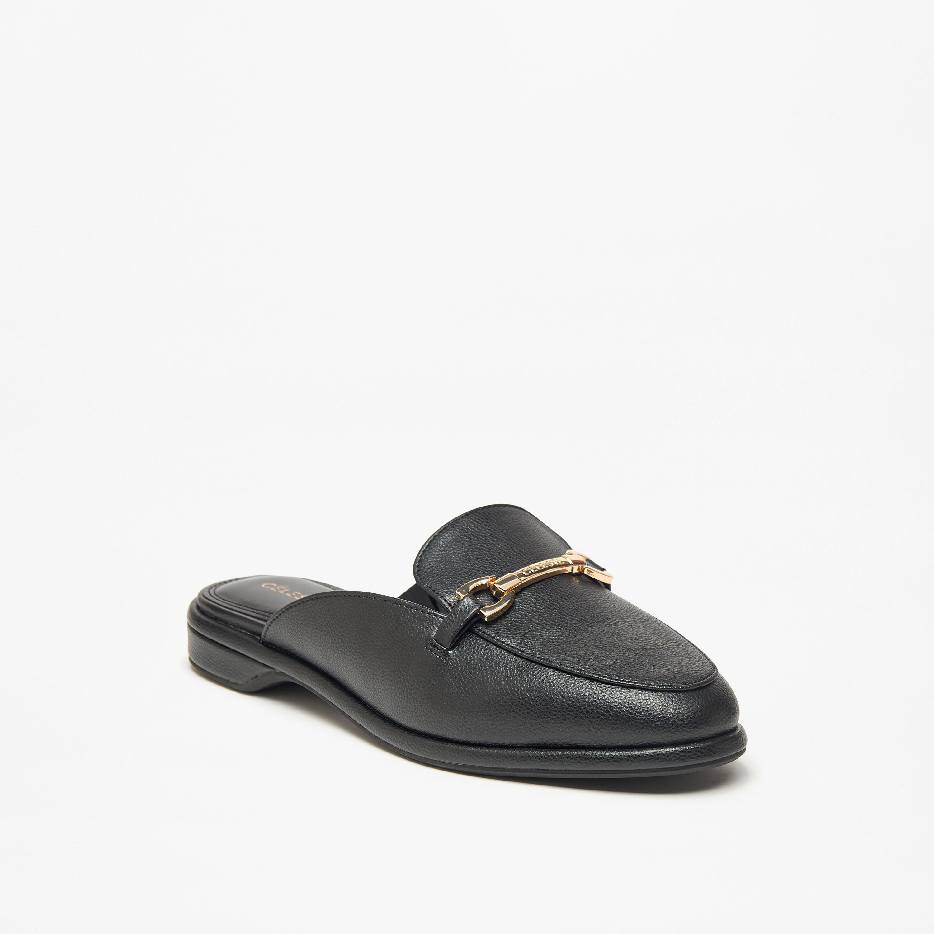حذاء ميول سادة سهل الارتداء بزينة ميتاليك للنساء من سيليست-women-shoes-flats-mules-image-6