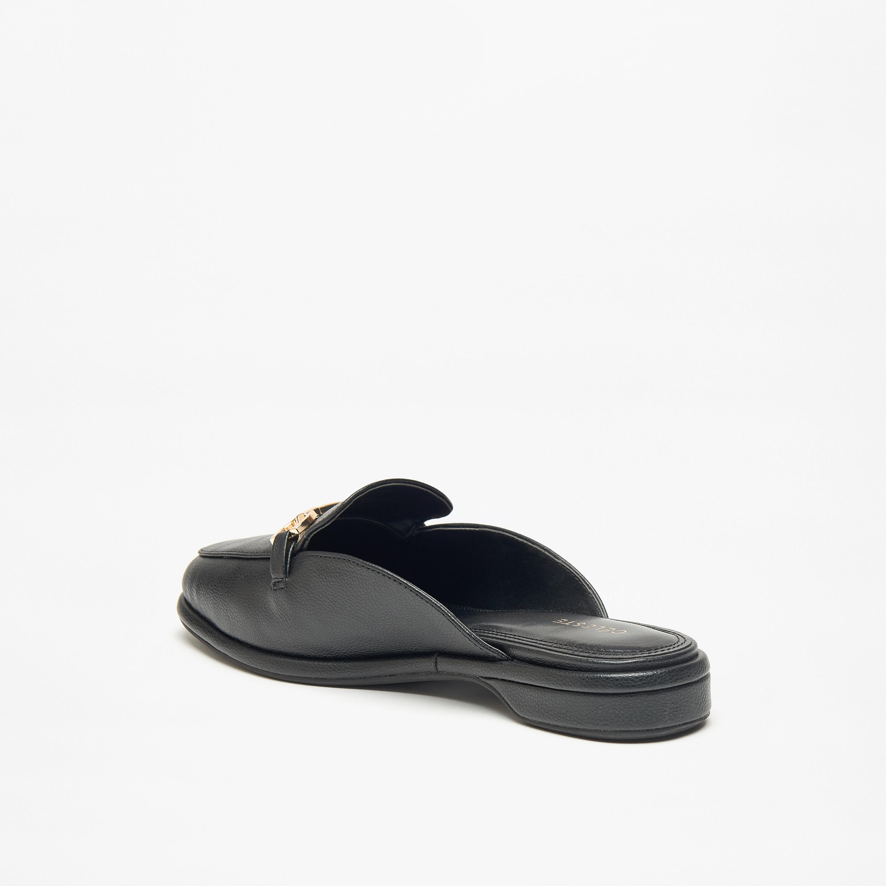 Celeste Women's Solid Slip-On Mules with Metallic Accent-women-shoes-flats-mules-image-2
