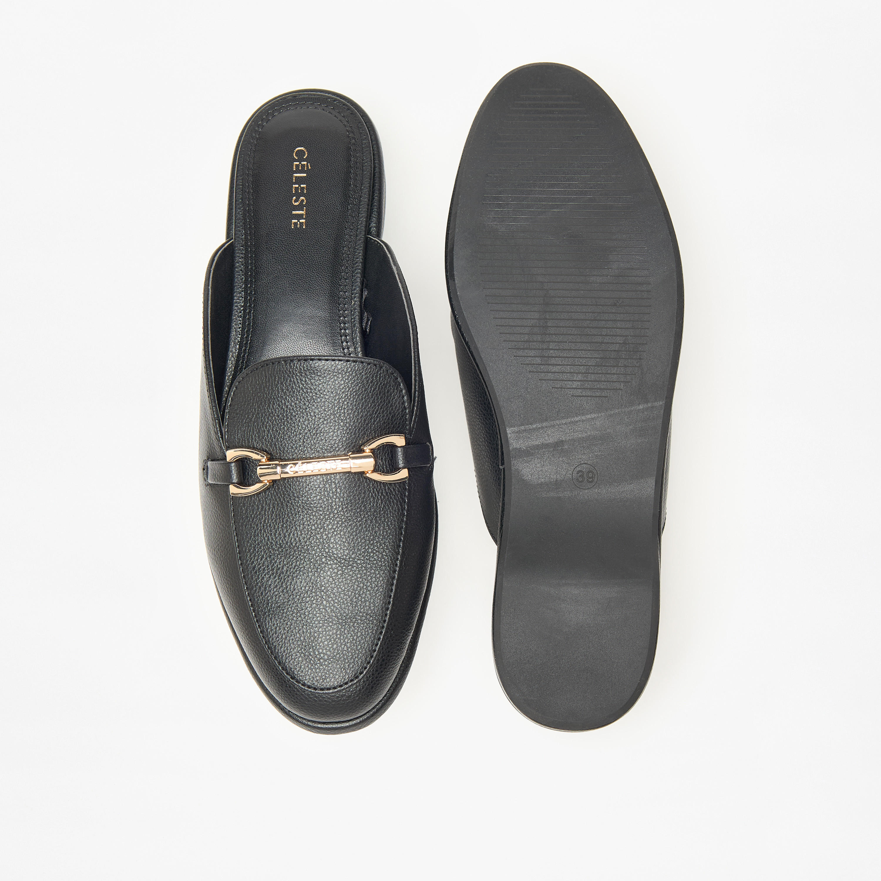 حذاء ميول سادة سهل الارتداء بزينة ميتاليك للنساء من سيليست-women-shoes-flats-mules-image-9