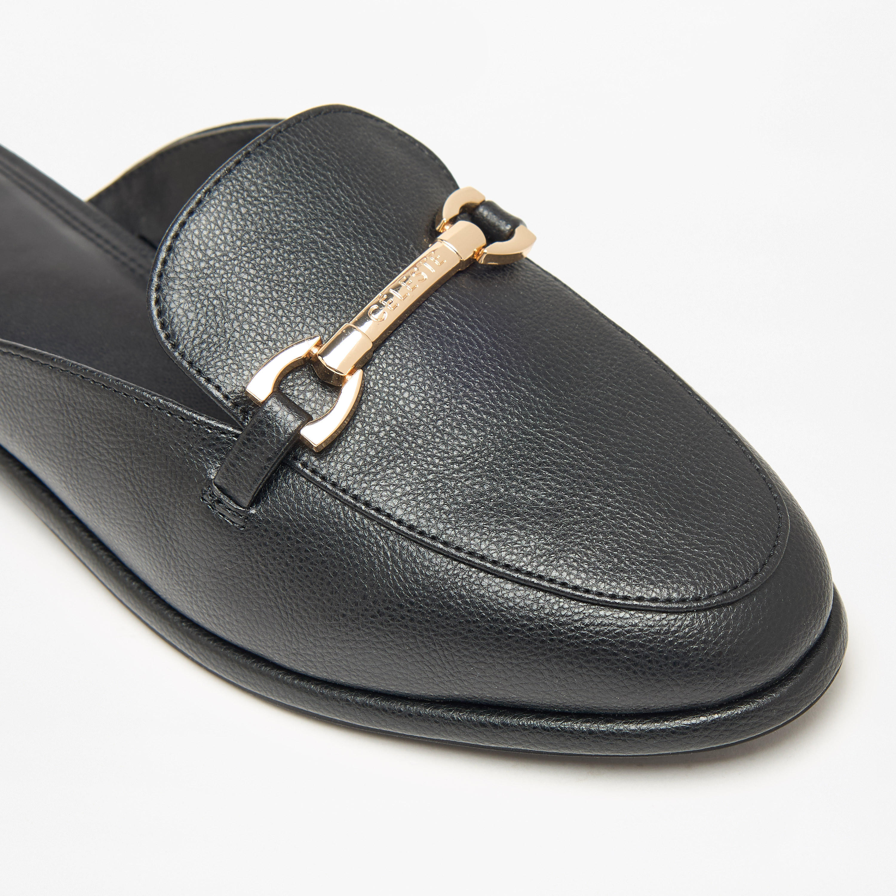 Celeste Women's Solid Slip-On Mules with Metallic Accent-women-shoes-flats-mules-image-5