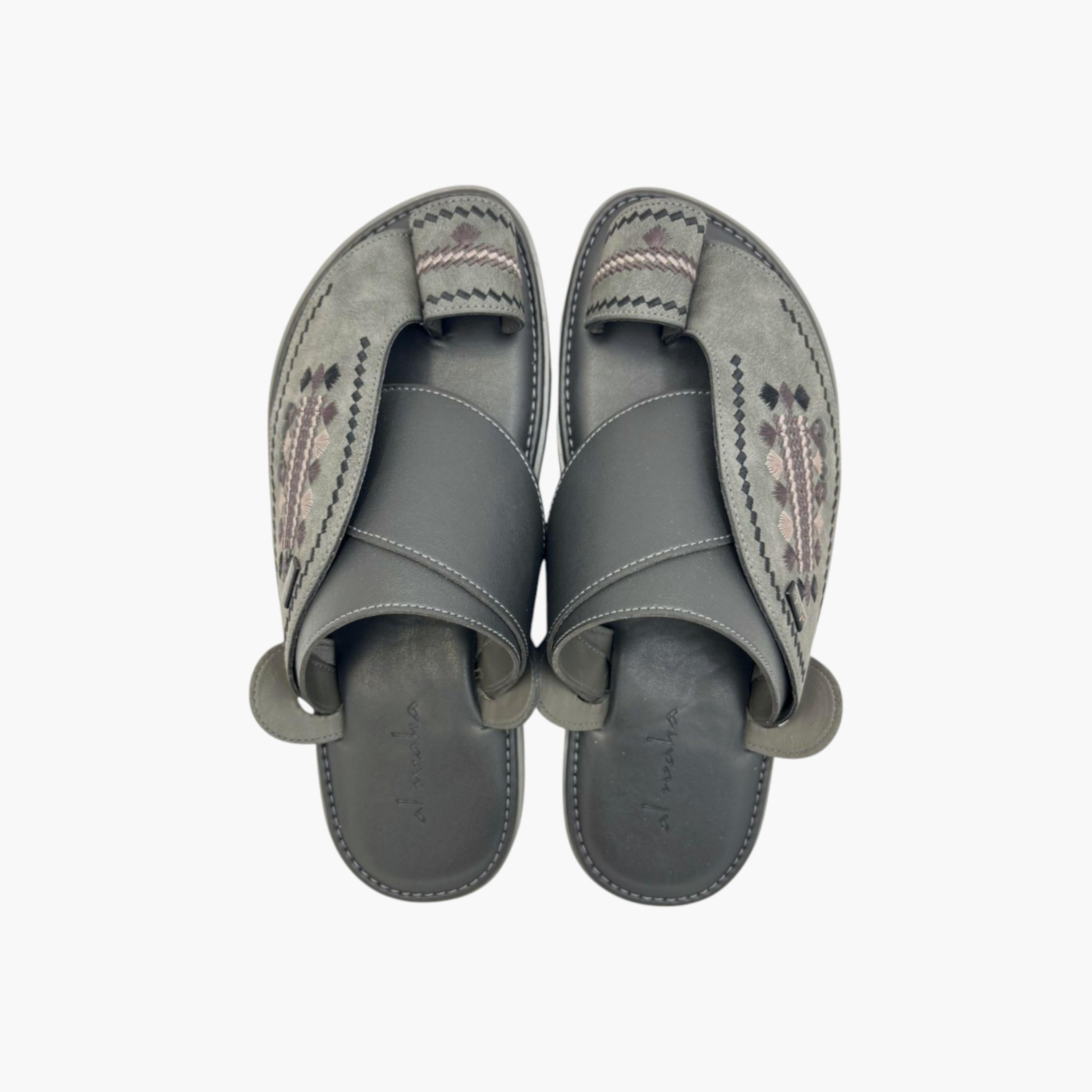 Al Waha Textured Slip-On Arabic Sandals with Toe Loop Detail-men-shoes-sandals-image-1
