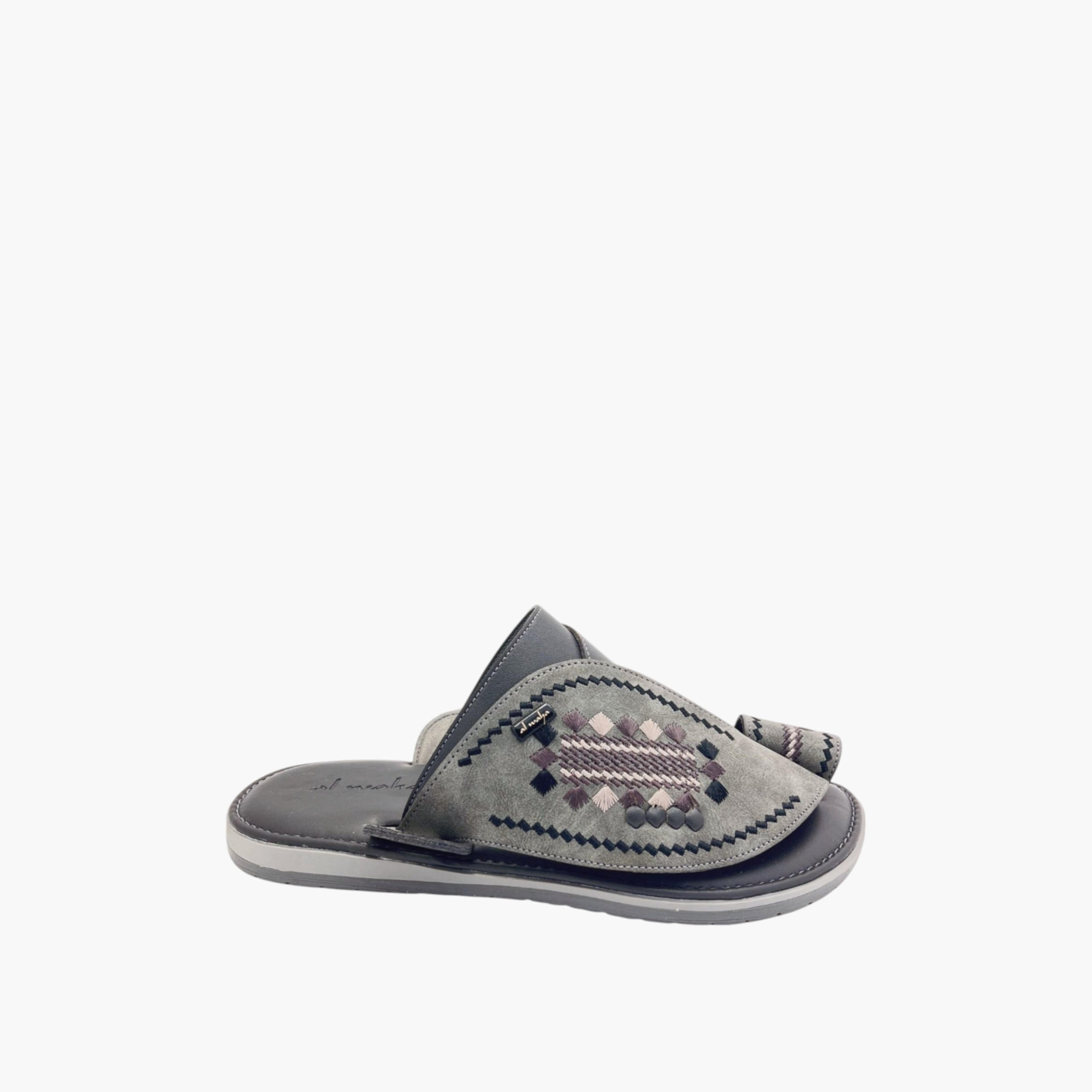 Al Waha Textured Slip-On Arabic Sandals with Toe Loop Detail-men-shoes-sandals-image-2