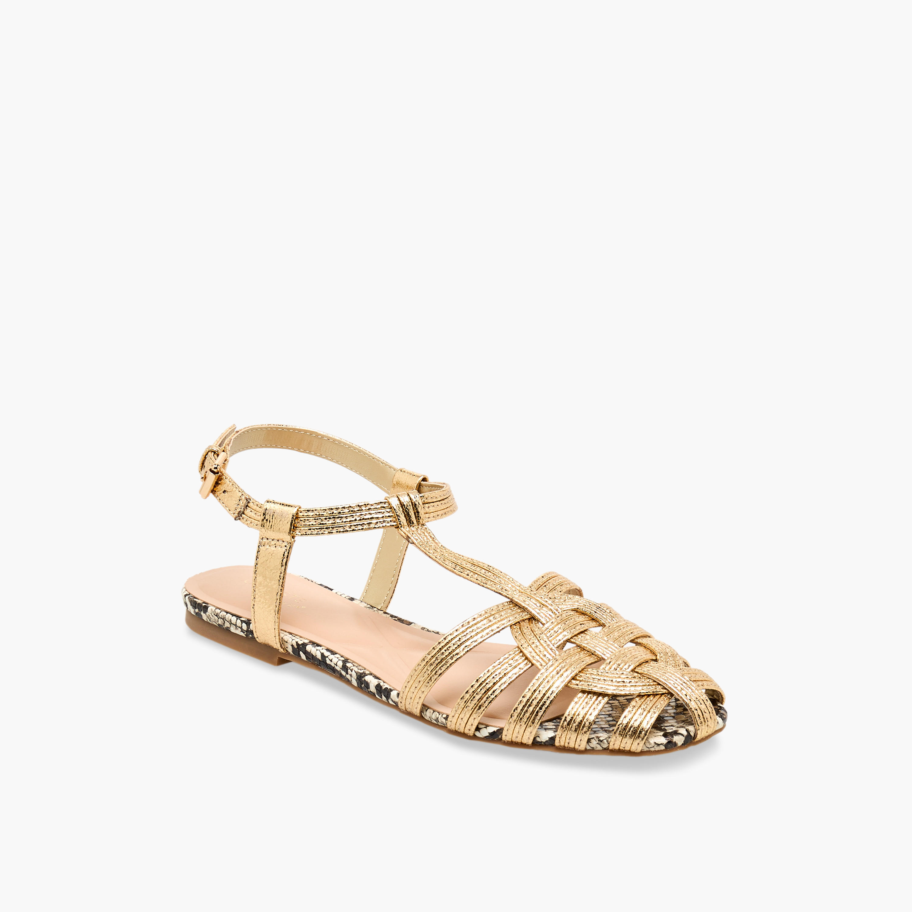 Celeste Women Textured Ankle Strap Sandals-women-shoes-sandals-flats-image-2