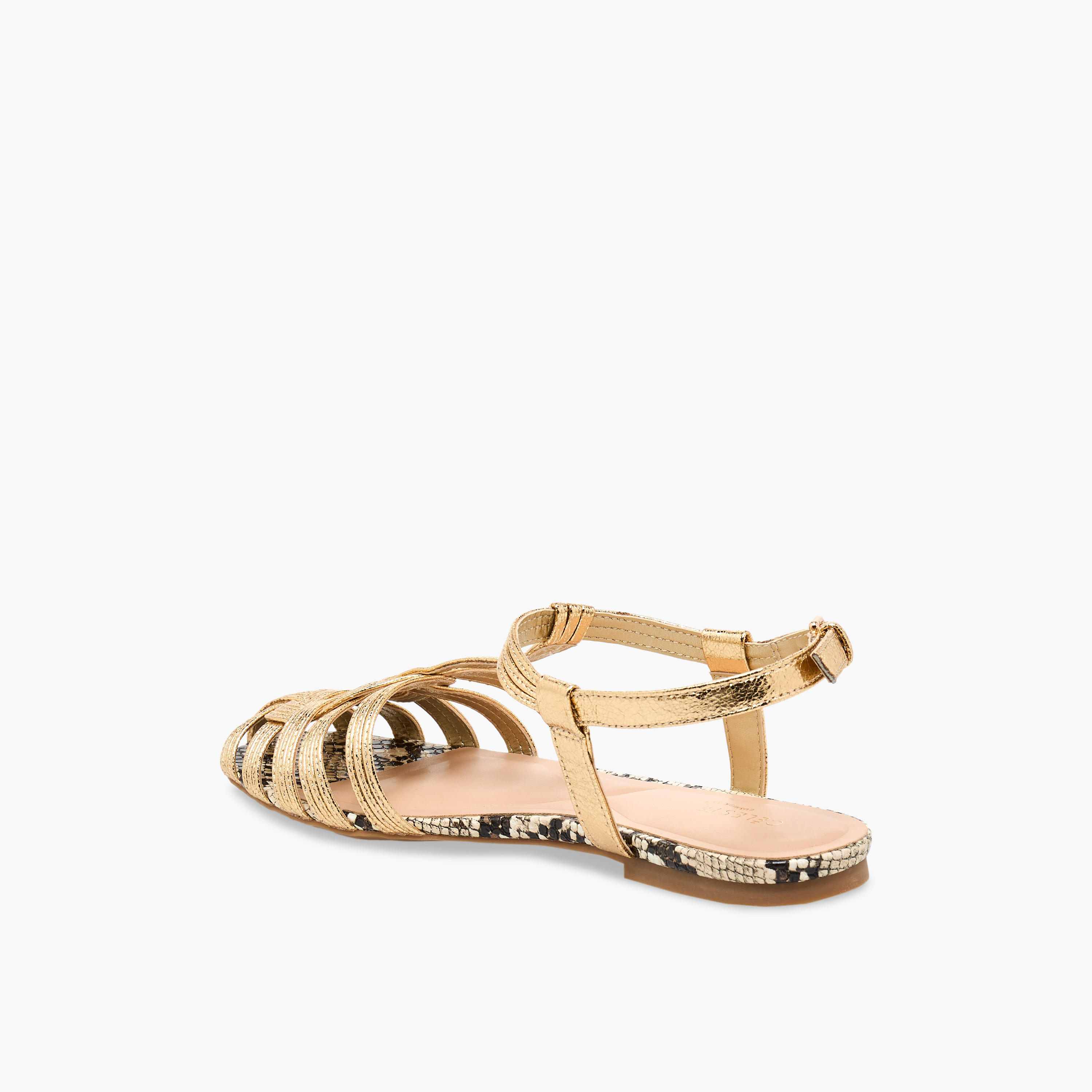 Celeste Women Textured Ankle Strap Sandals-women-shoes-sandals-flats-image-5
