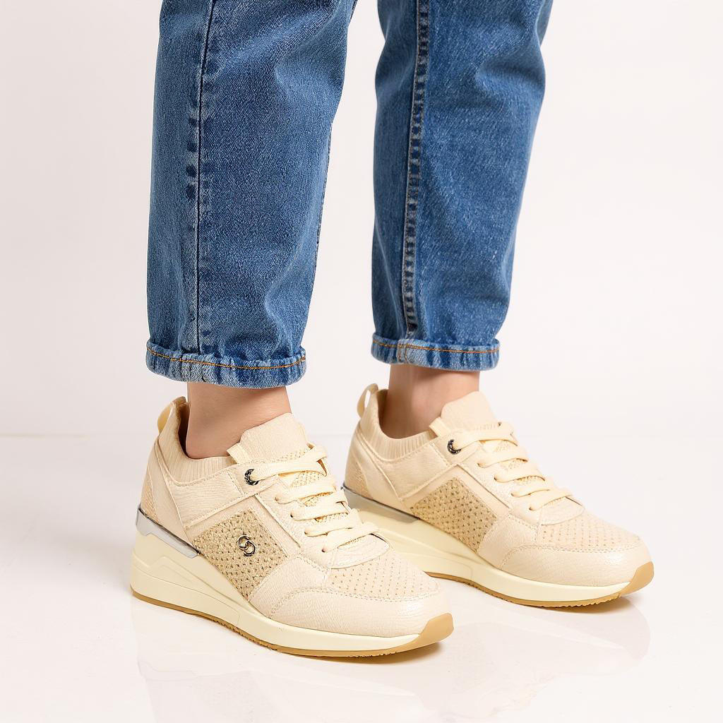 Celeste Women's Textured Lace-Up Wedge Heeled Sneakers-women-shoes-sneakers-image-2