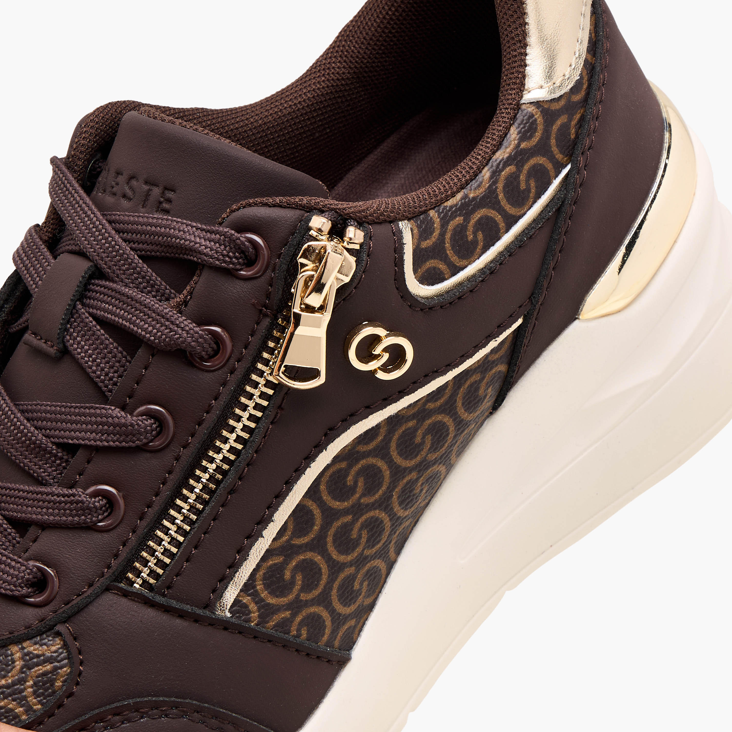 Celeste Women's Monogram Print Sneakers with Lace-Up Closure and Zip Detail-women-shoes-sneakers-image-4
