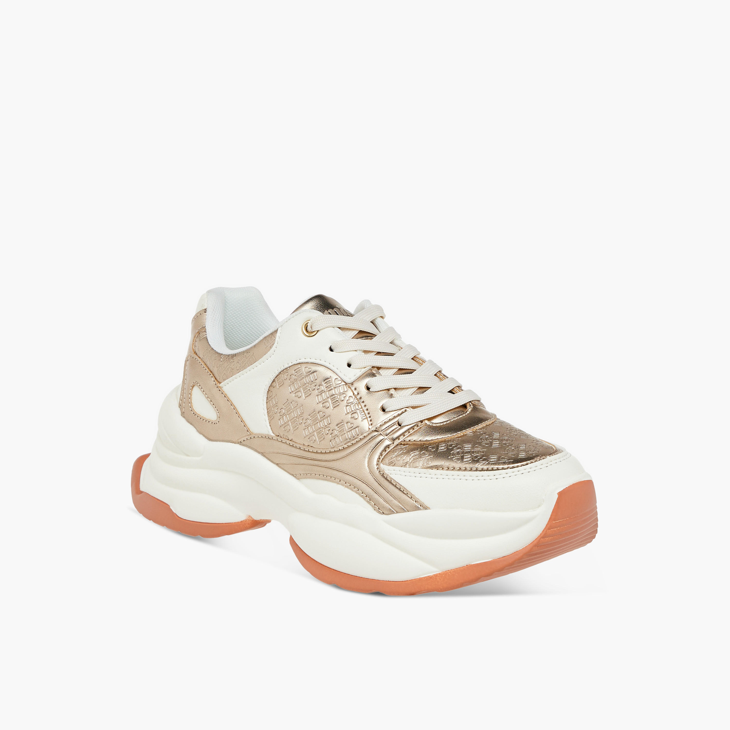 Missy Foil Textured Sneakers with Lace-Up Closure-women-shoes-sneakers-image-2