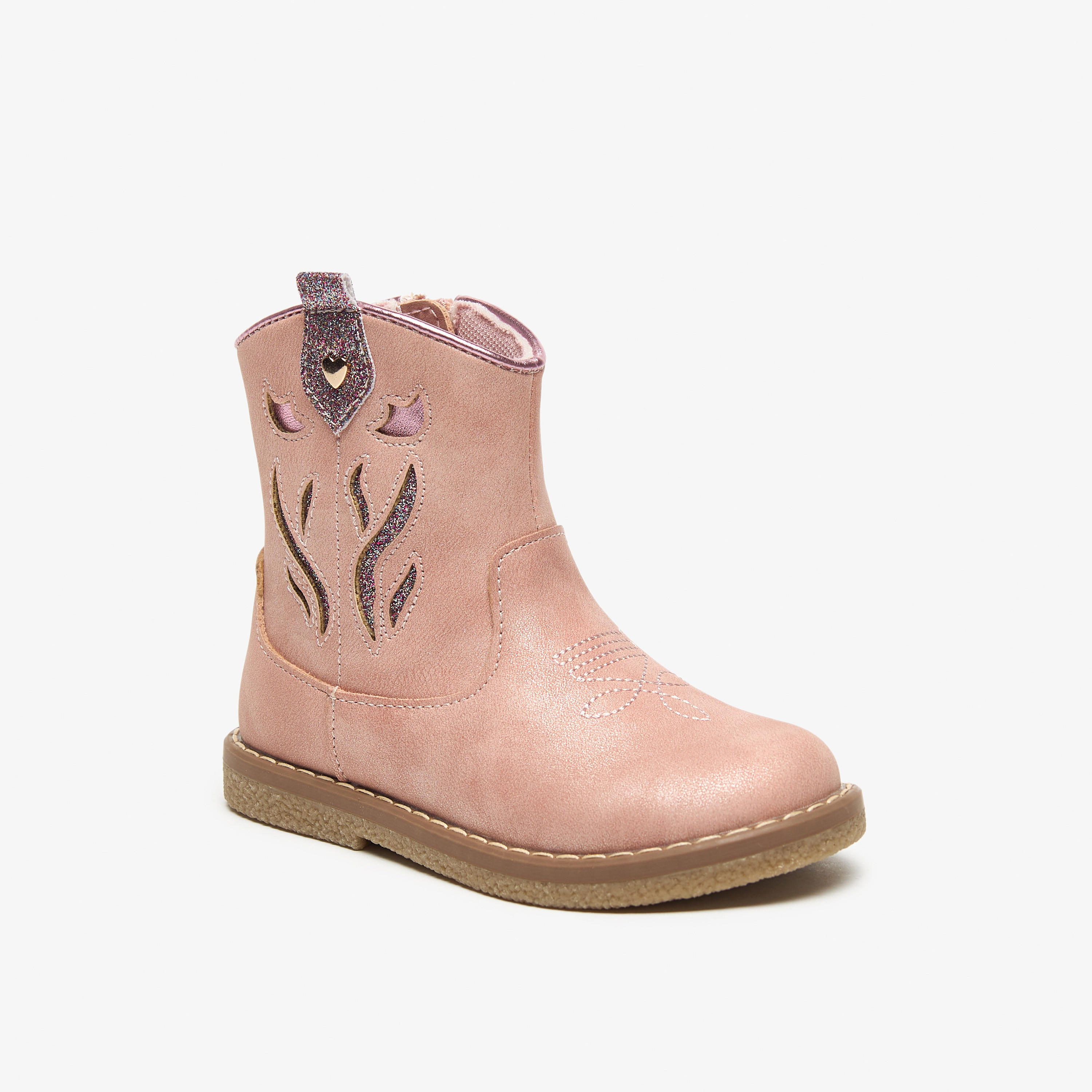 بوت بطول الكاحل بسحاب إغلاق ولسان سحب وزخارف من جونيورز-girls-shoes-boots-image-1