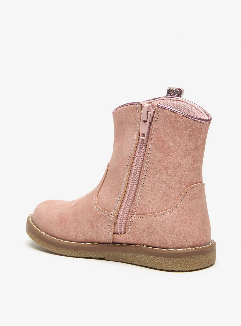 بوت بطول الكاحل بسحاب إغلاق ولسان سحب وزخارف من جونيورز-girls-shoes-boots-image-2