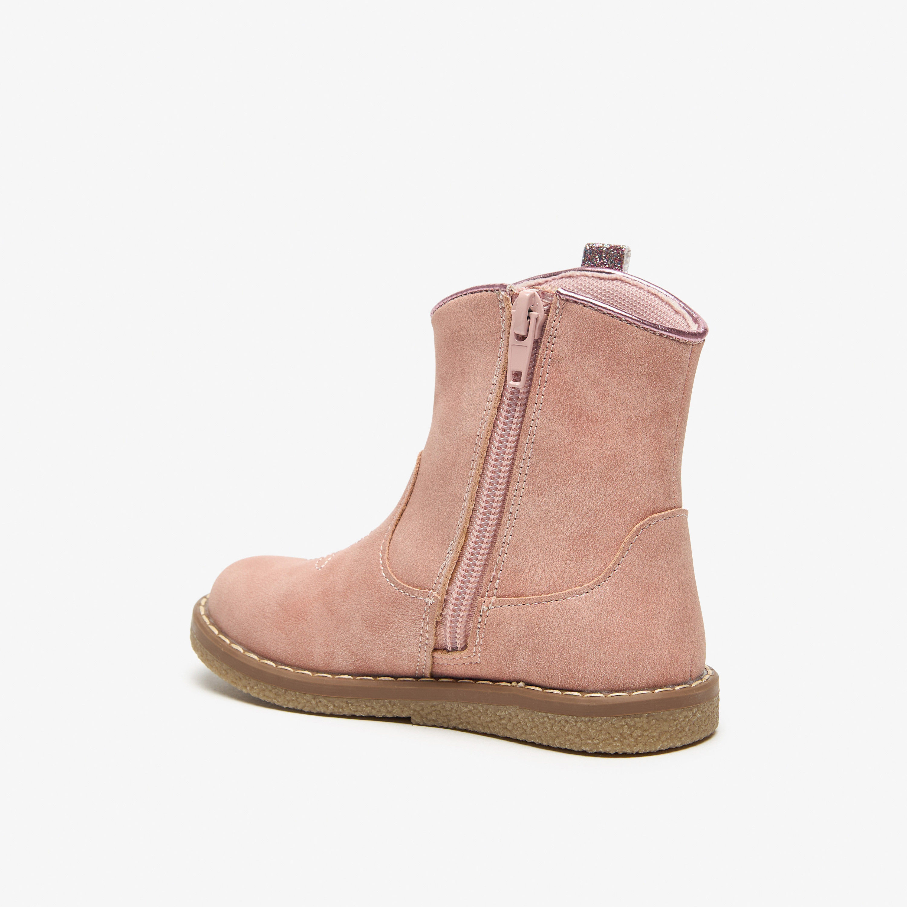 Juniors Embellished Ankle Boots with Zip Closure and Pull Tab-girls-shoes-boots-image-2