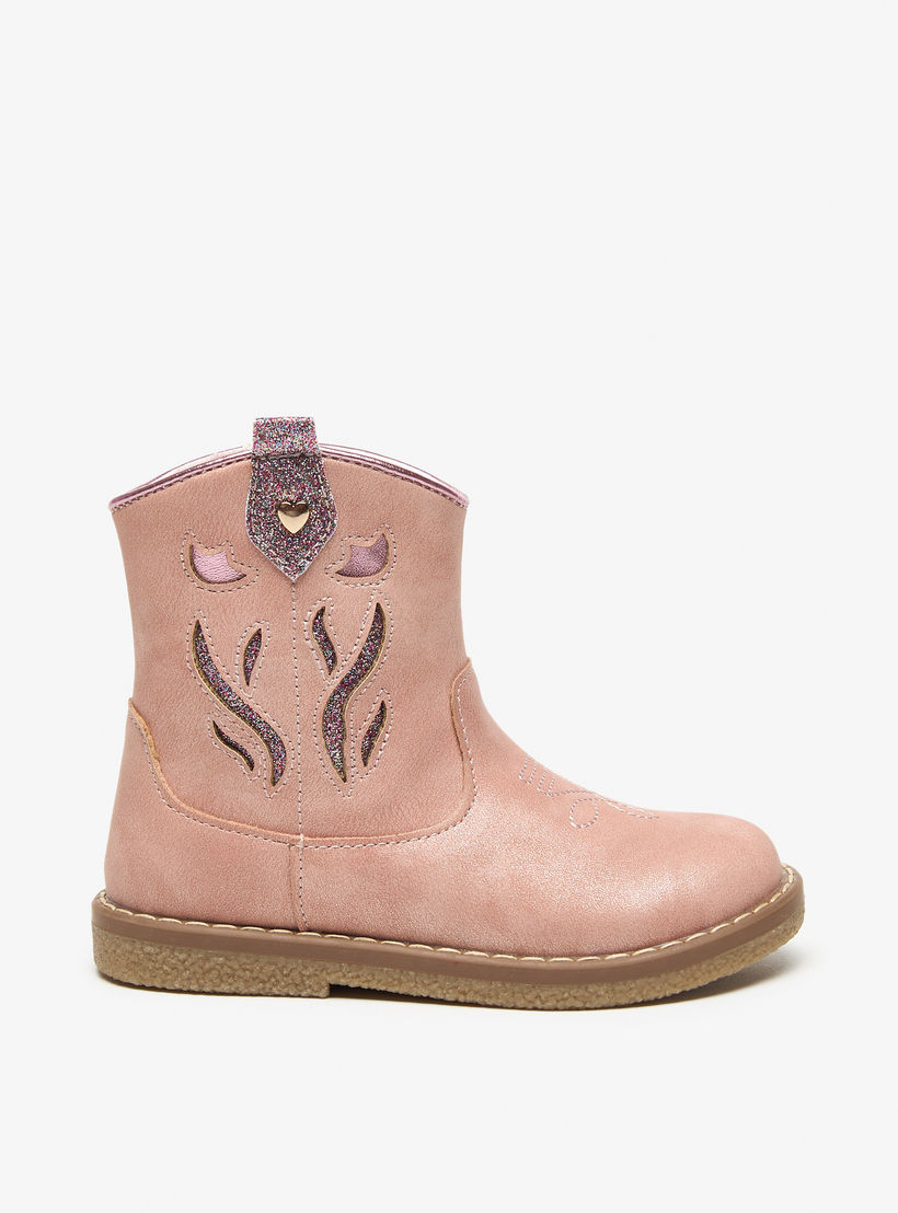 بوت بطول الكاحل بسحاب إغلاق ولسان سحب وزخارف من جونيورز-girls-shoes-boots-image-3