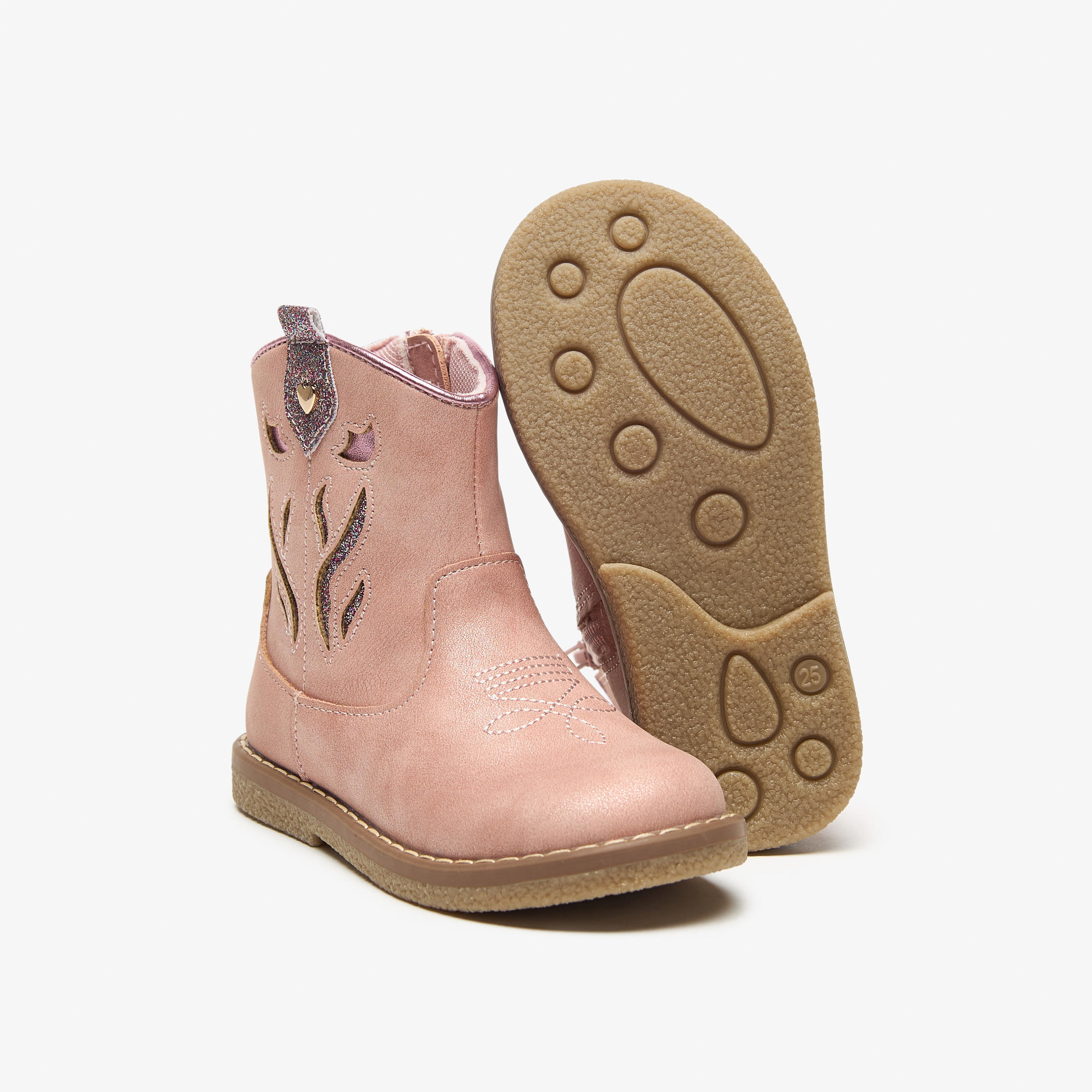 بوت بطول الكاحل بسحاب إغلاق ولسان سحب وزخارف من جونيورز-girls-shoes-boots-image-4
