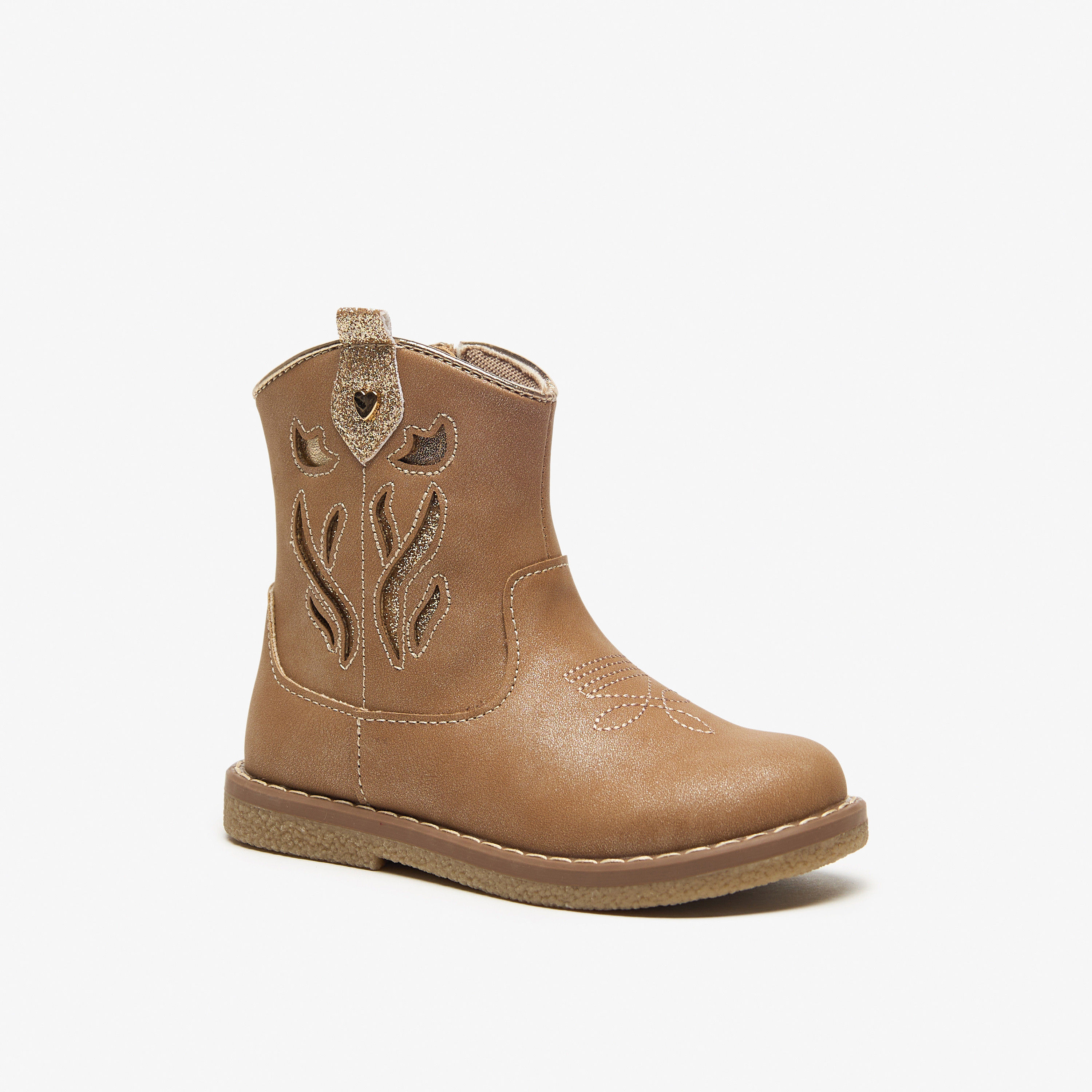 Juniors Embellished Ankle Boots with Zip Closure and Pull Tab-girls-shoes-boots-image-6
