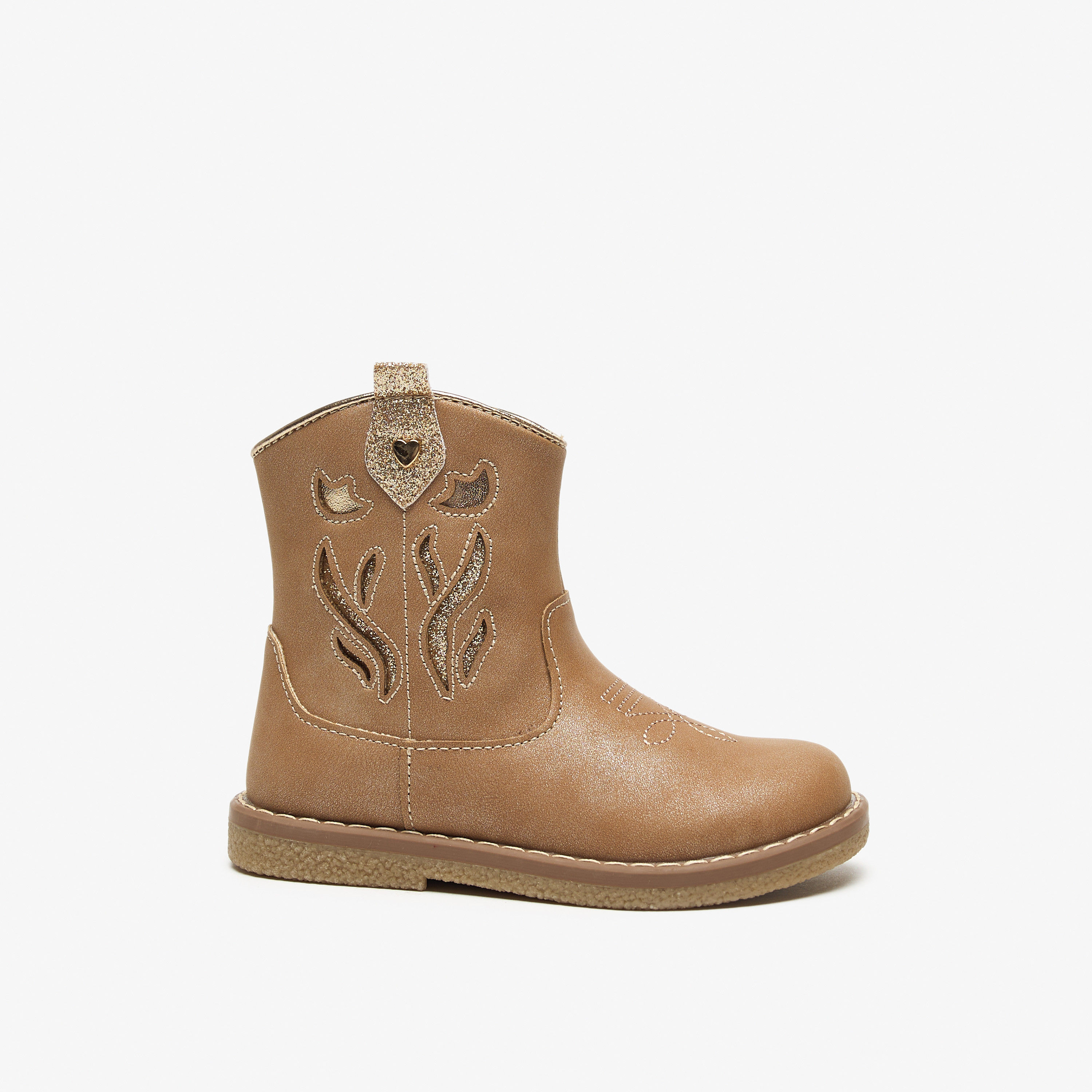Juniors Embellished Ankle Boots with Zip Closure and Pull Tab-girls-shoes-boots-image-8
