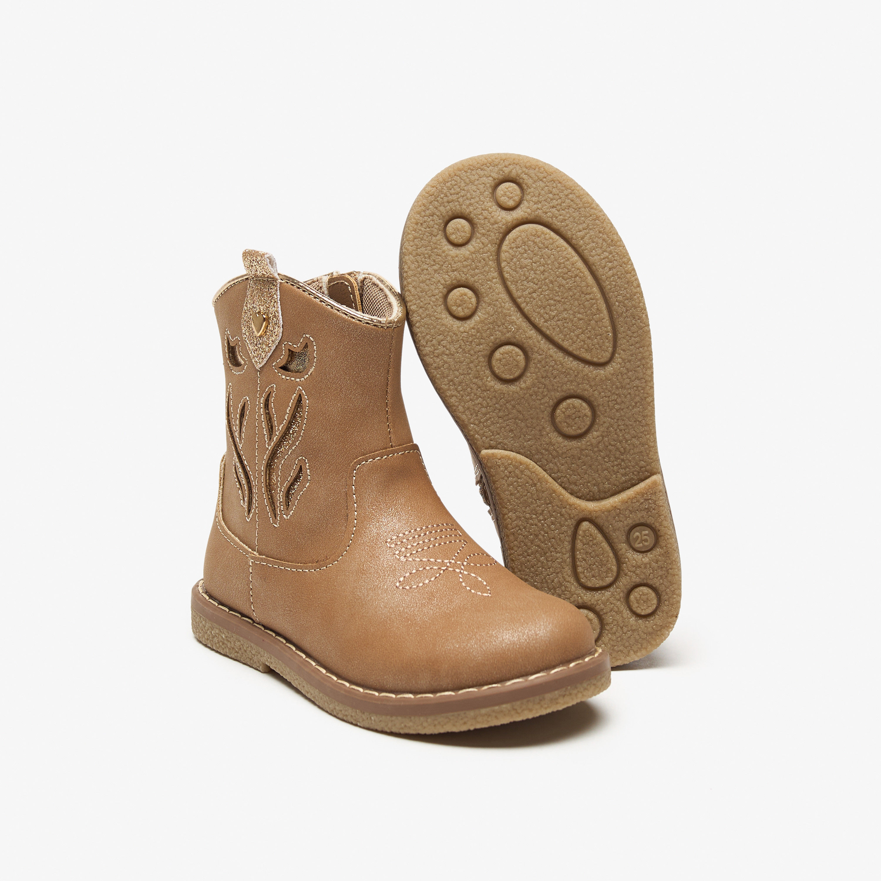 Juniors Embellished Ankle Boots with Zip Closure and Pull Tab-girls-shoes-boots-image-10