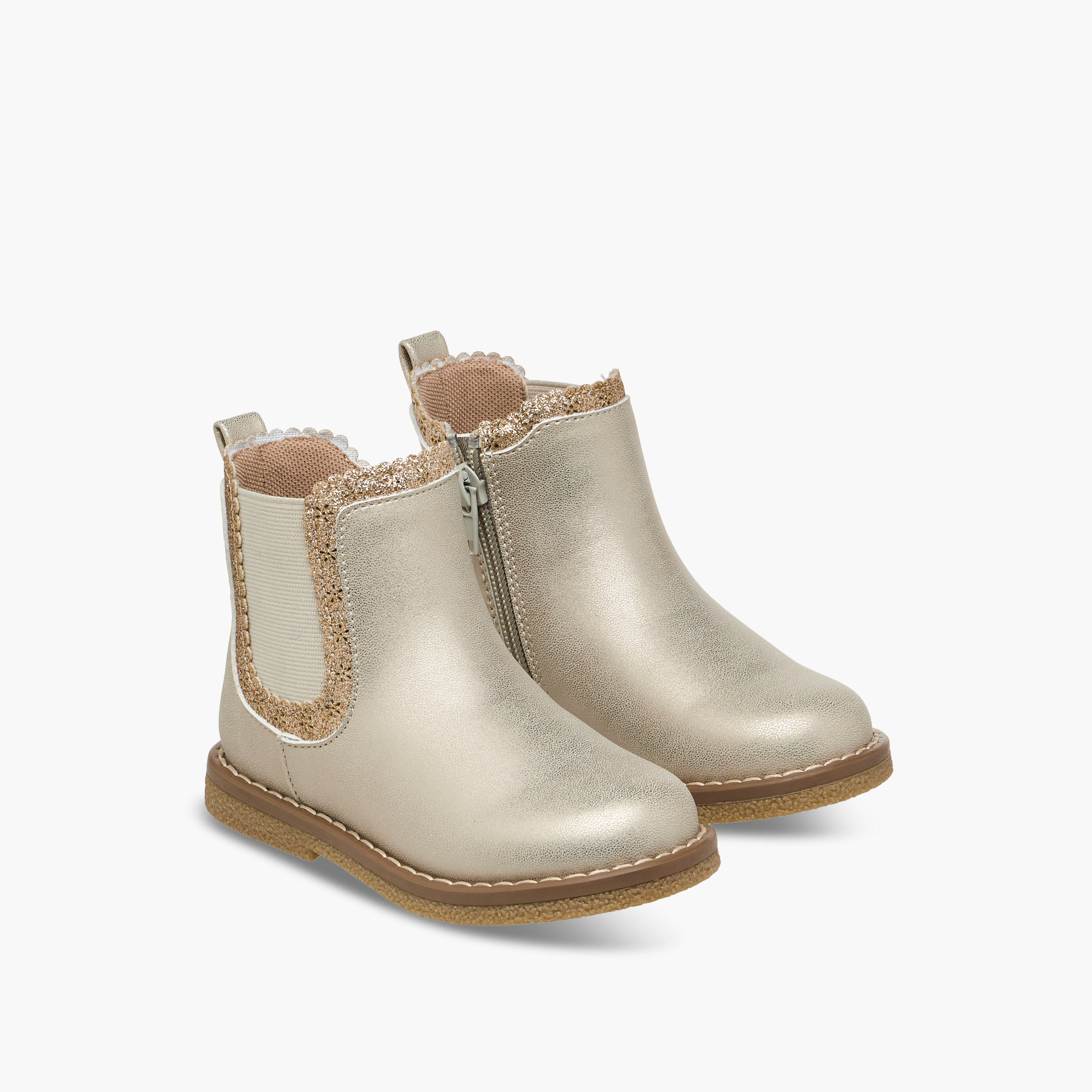 Juniors Cutout Detail Ankle Boots with Zip Closure-girls-shoes-boots-image-1