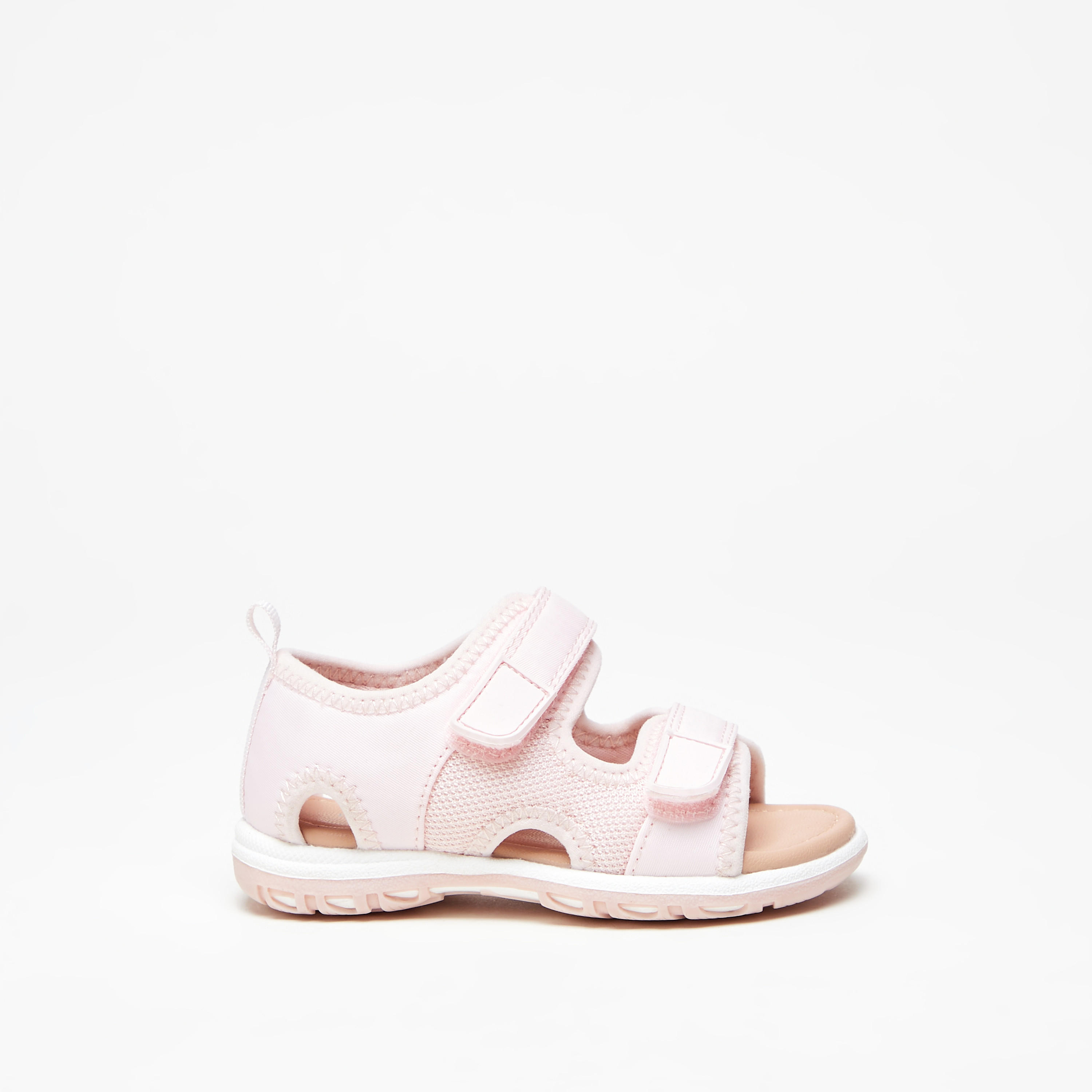 Barefeet Textured Sandals with Hook and Loop Closure-baby-girls-shoes-sandals-image-1