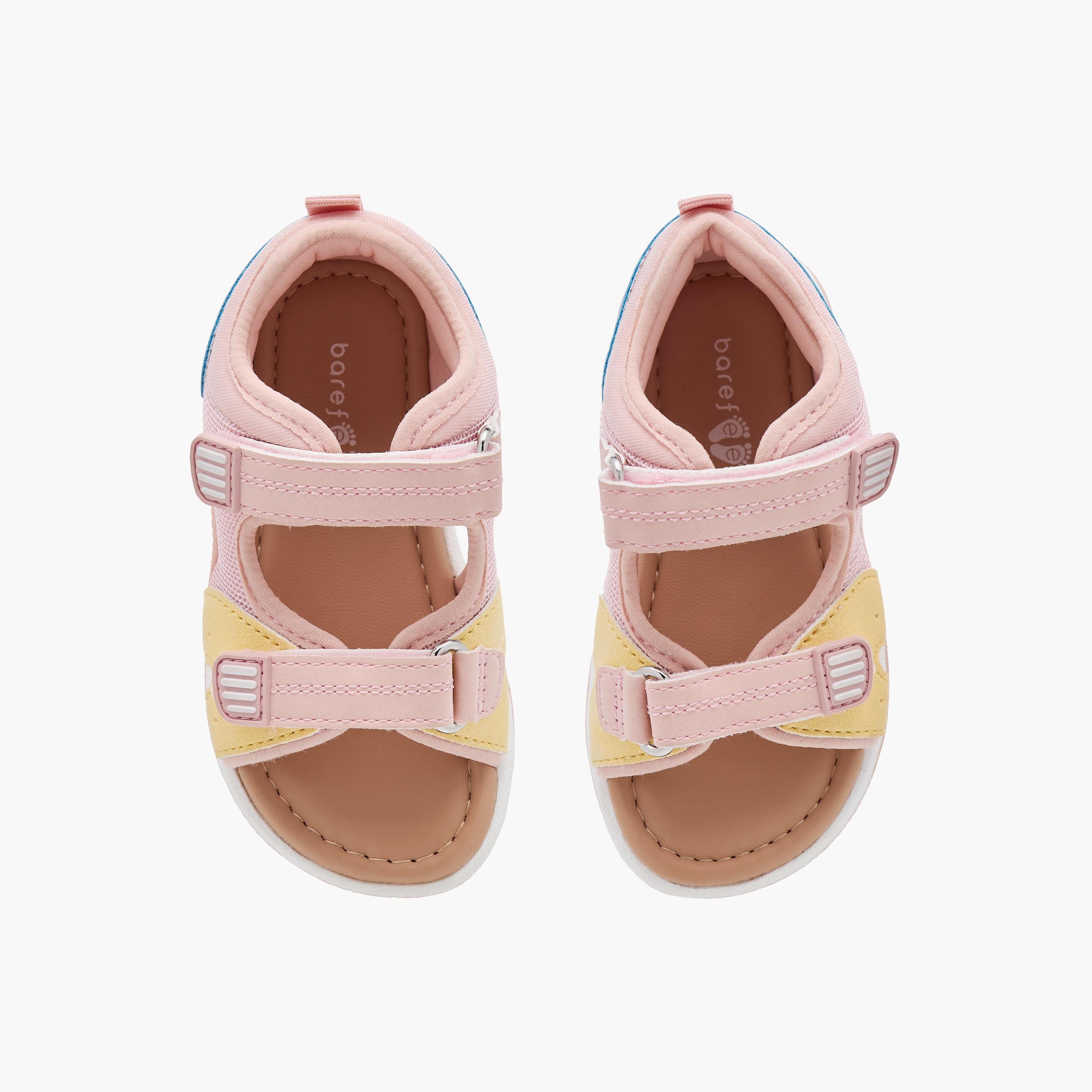 Barefeet Panelled Sandals with Hook and Loop Closure-girls-shoes-sandals-image-1