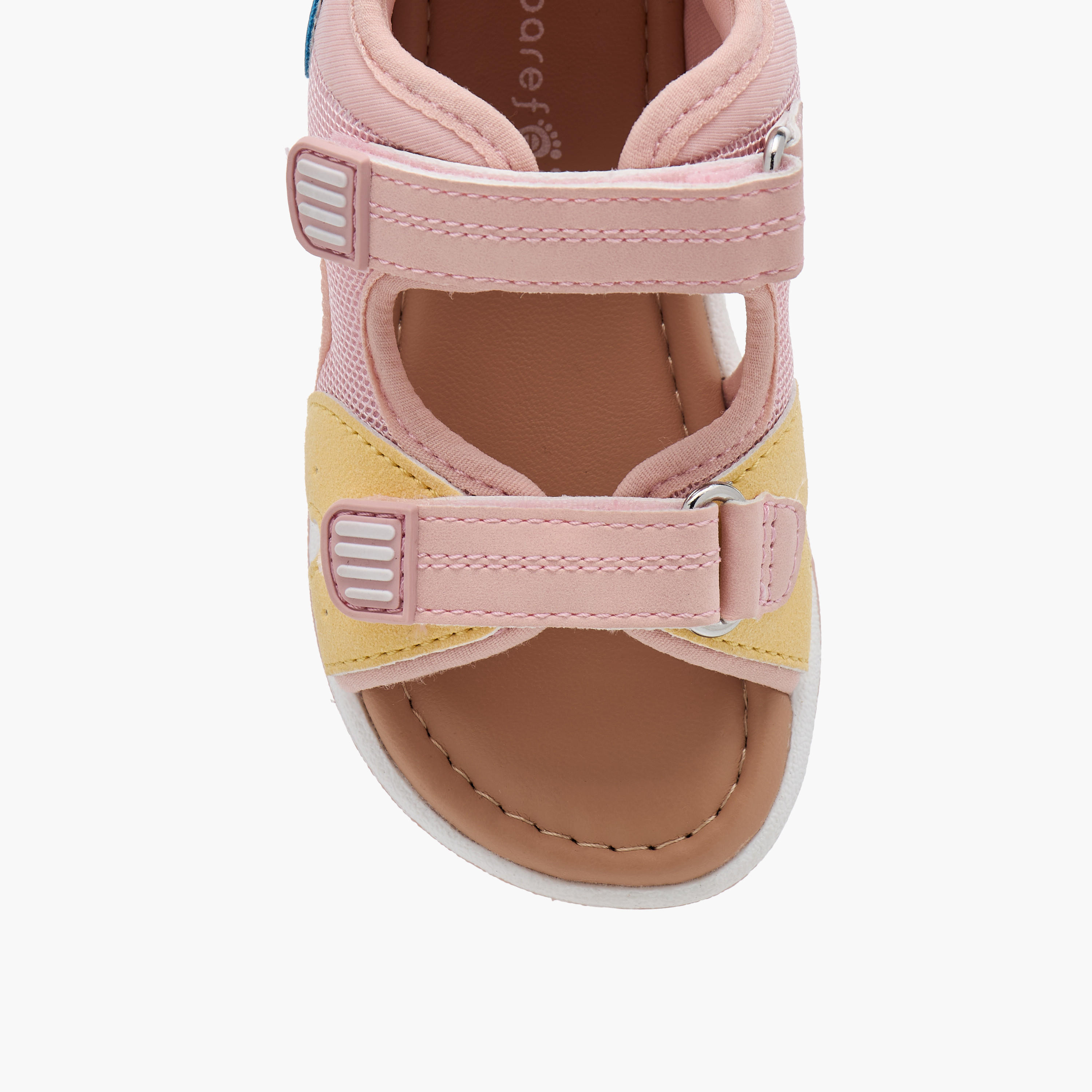 Barefeet Panelled Sandals with Hook and Loop Closure-girls-shoes-sandals-image-3