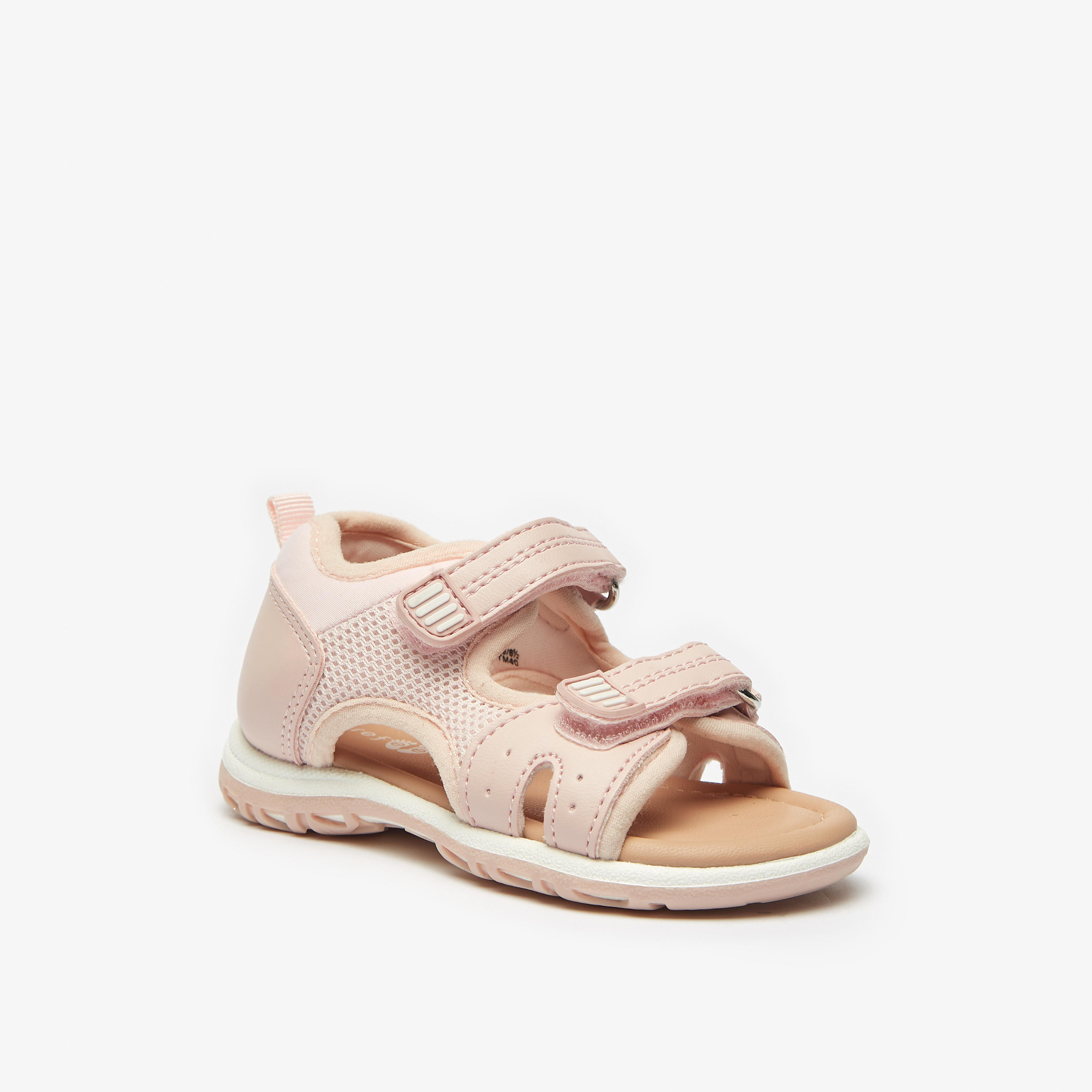 Barefeet Textured Strap Sandals with Hook and Loop Closure-girls-shoes-sandals-image-1