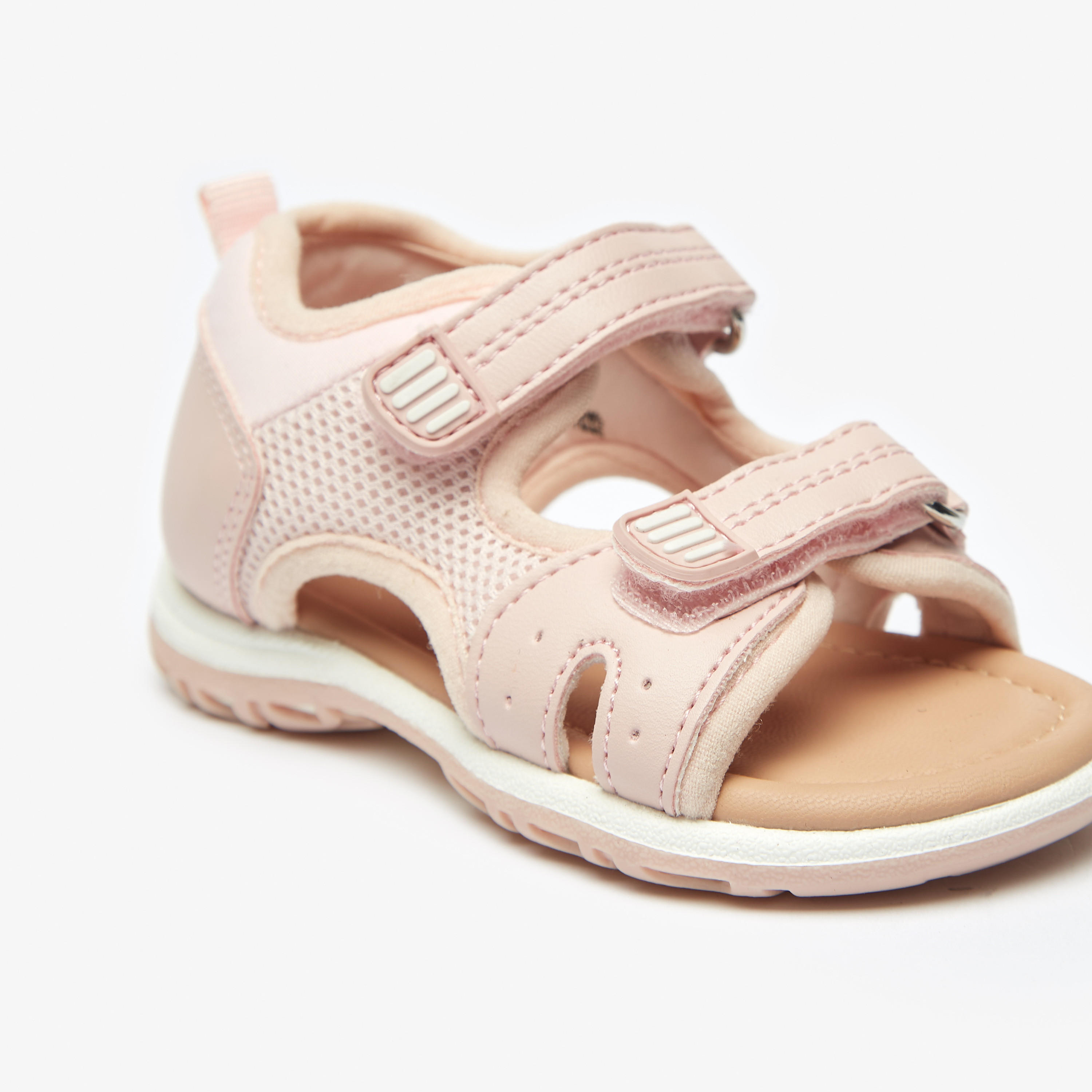 Barefeet Textured Strap Sandals with Hook and Loop Closure-girls-shoes-sandals-image-4
