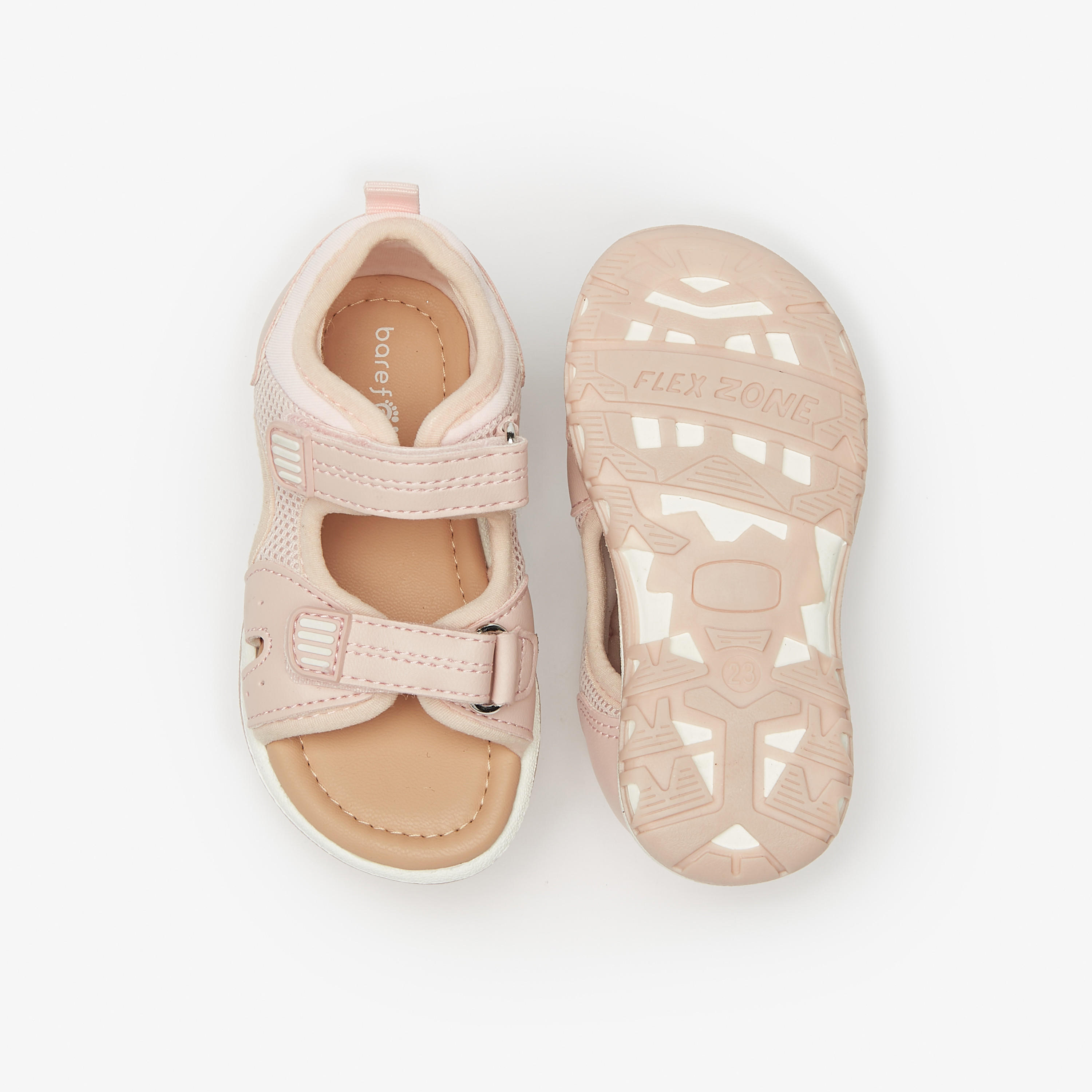 Barefeet Textured Strap Sandals with Hook and Loop Closure-girls-shoes-sandals-image-5
