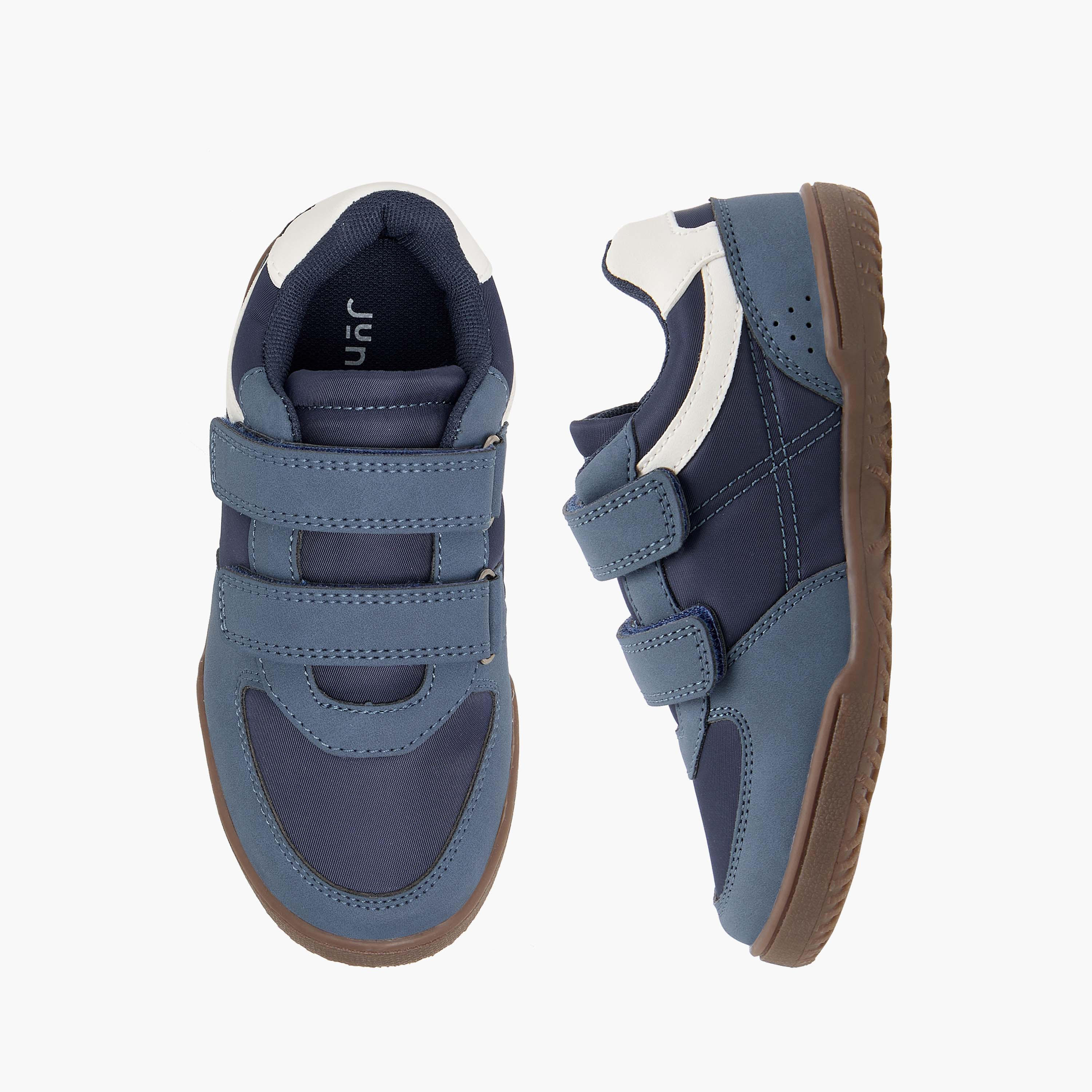 Juniors Panelled Sneakers with Hook and Loop Closure-boys-shoes-sneakers-image-1