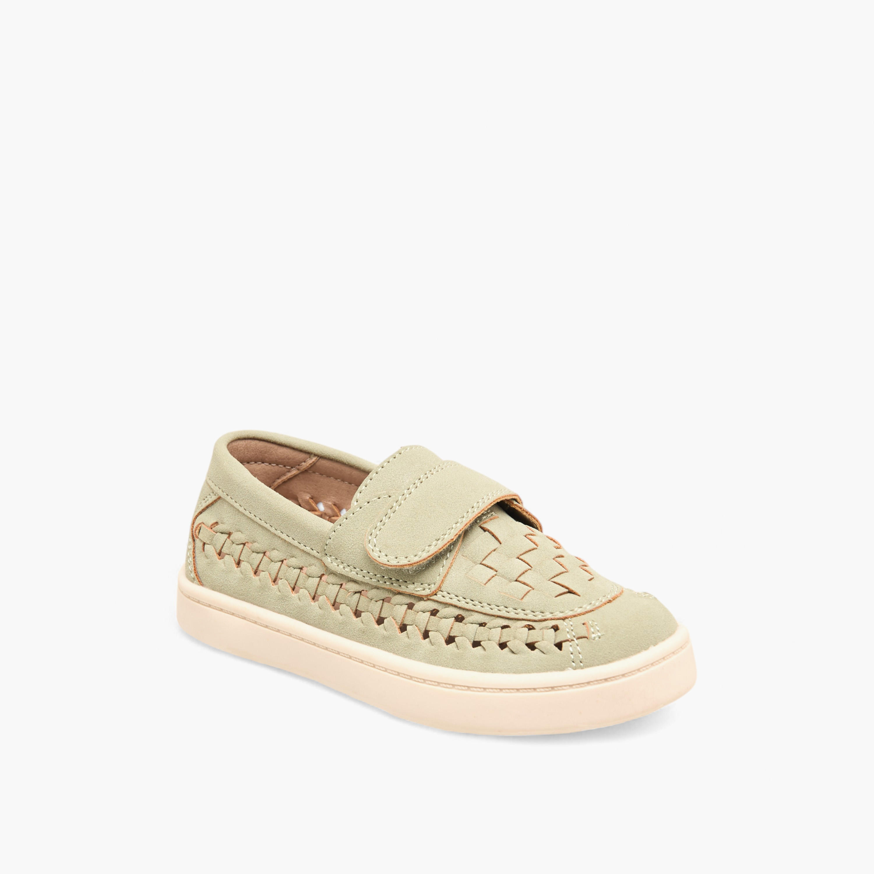 Barefeet Weave Textured Loafers with Hook and Loop Closure-boys-shoes-loafers-image-2