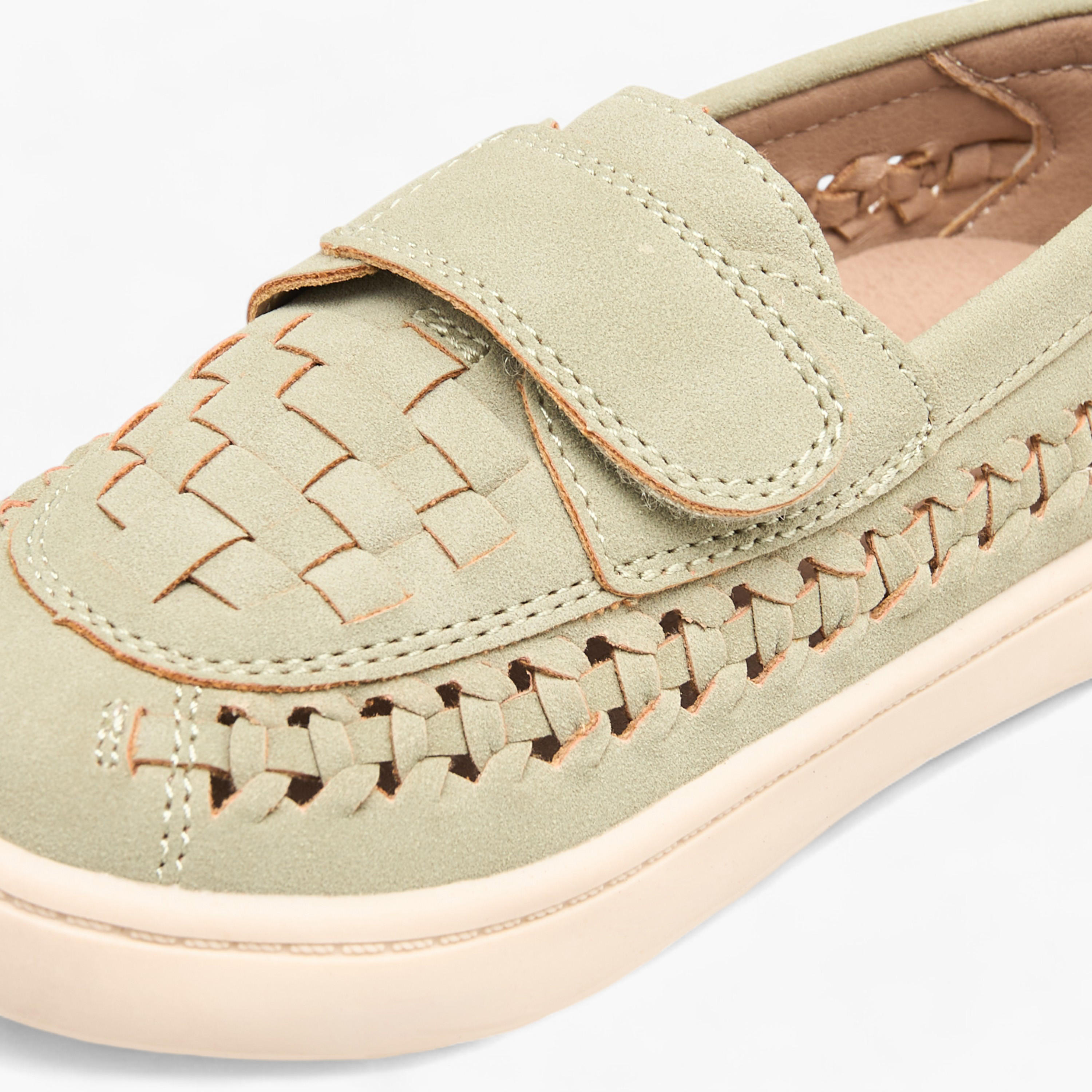 Barefeet Weave Textured Loafers with Hook and Loop Closure-boys-shoes-loafers-image-4