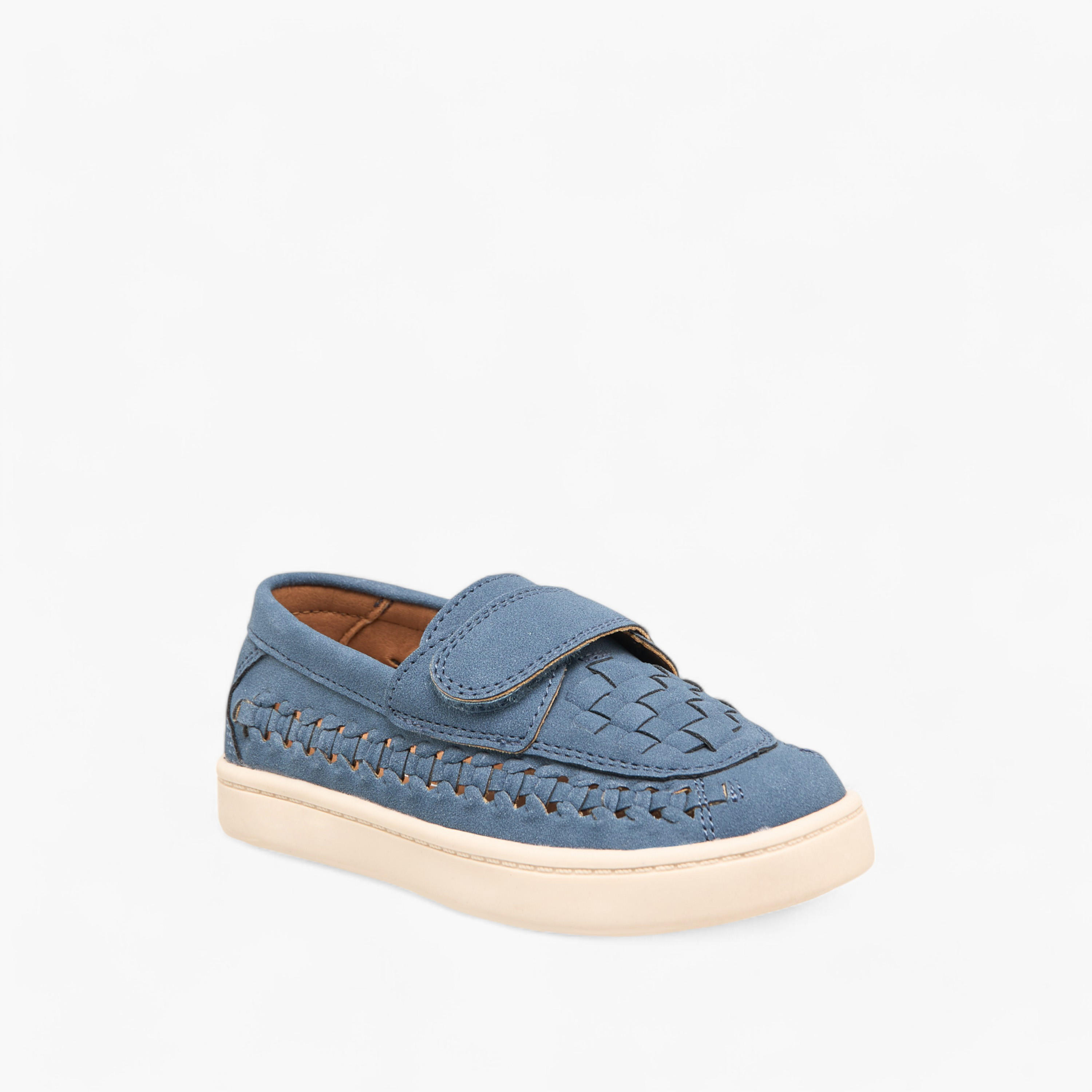 Barefeet Weave Textured Loafers with Hook and Loop Closure-boys-shoes-loafers-image-2