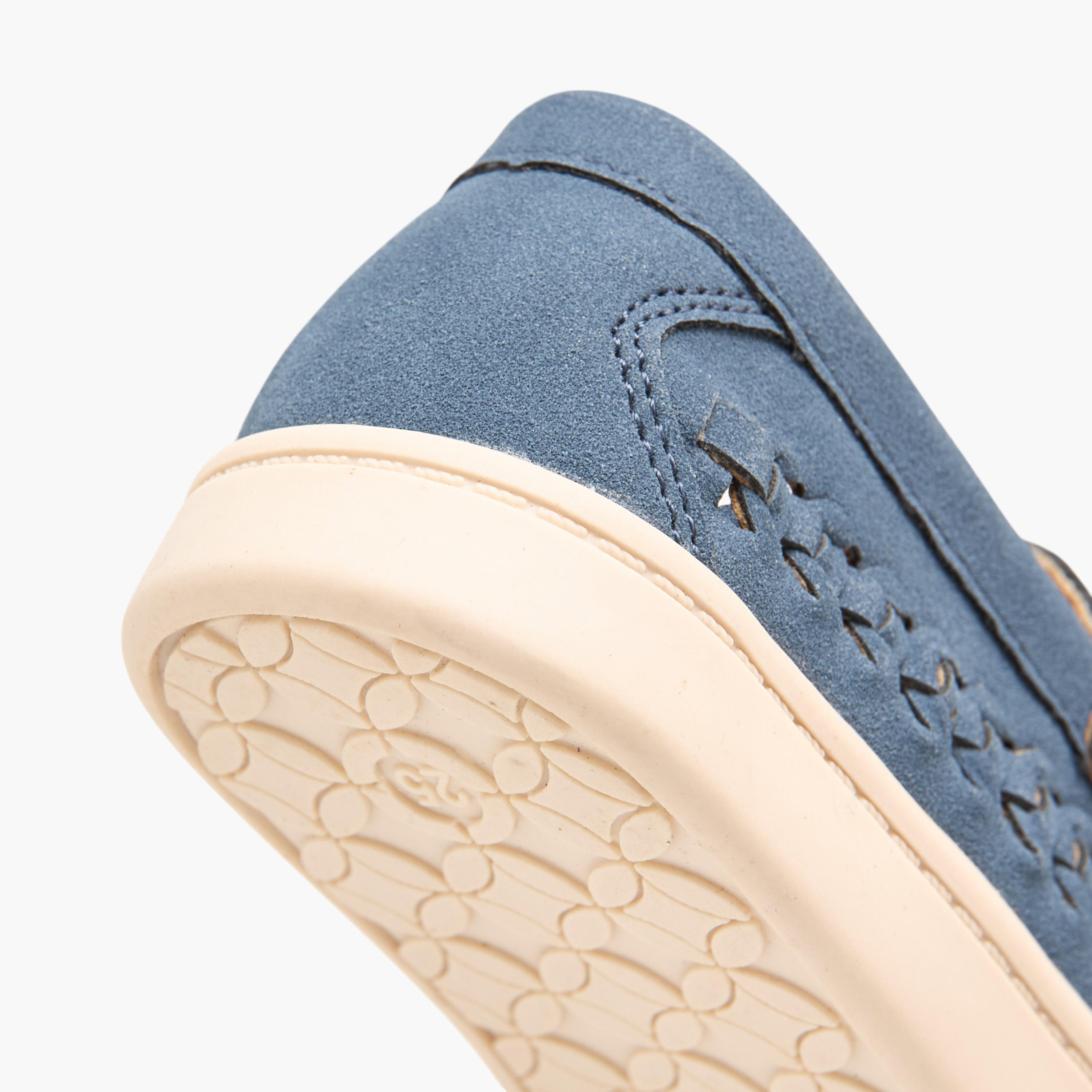 Barefeet Weave Textured Loafers with Hook and Loop Closure-boys-shoes-loafers-image-5
