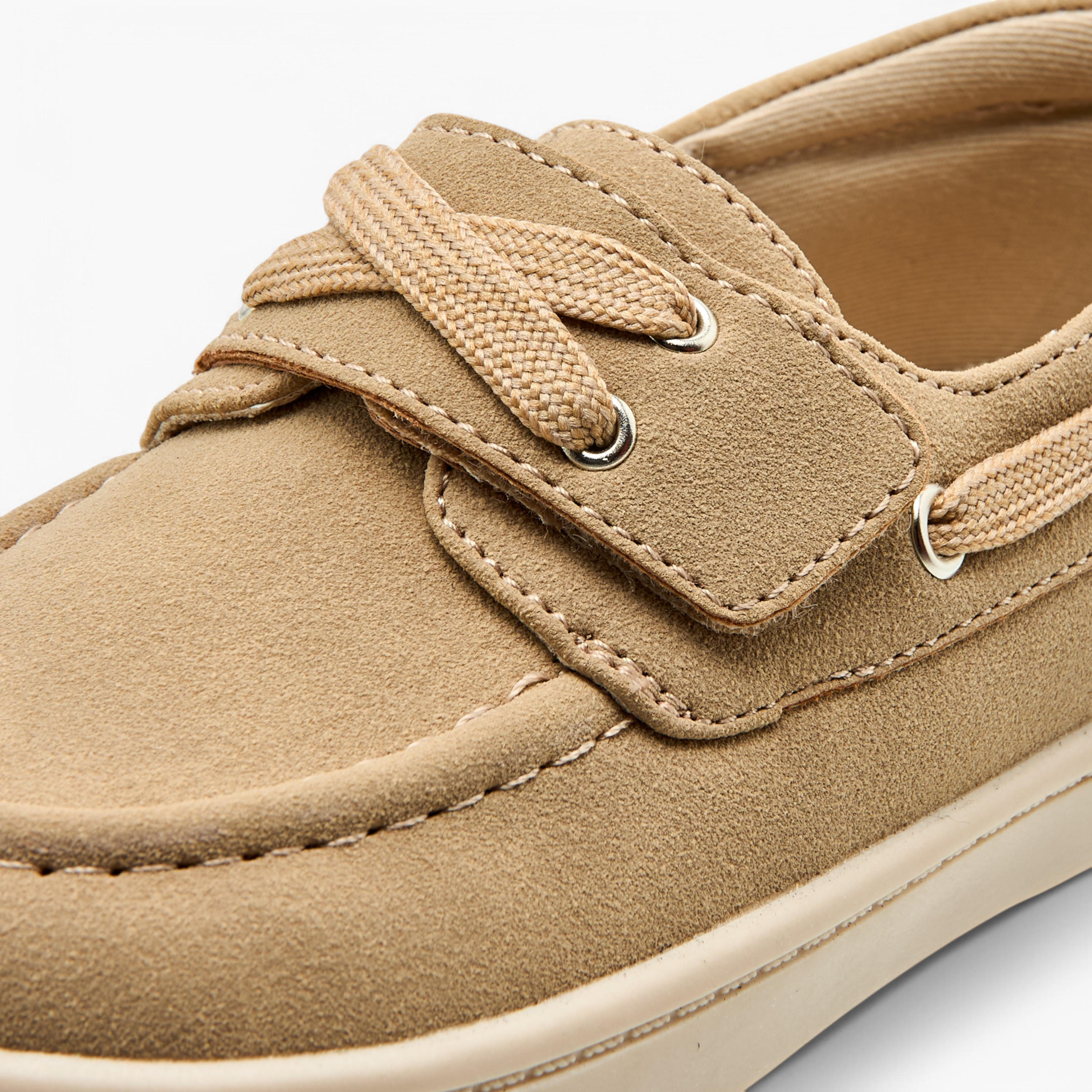 Juniors Lace Detail Loafers with Hook and Loop Closure-boys-shoes-loafers-image-4