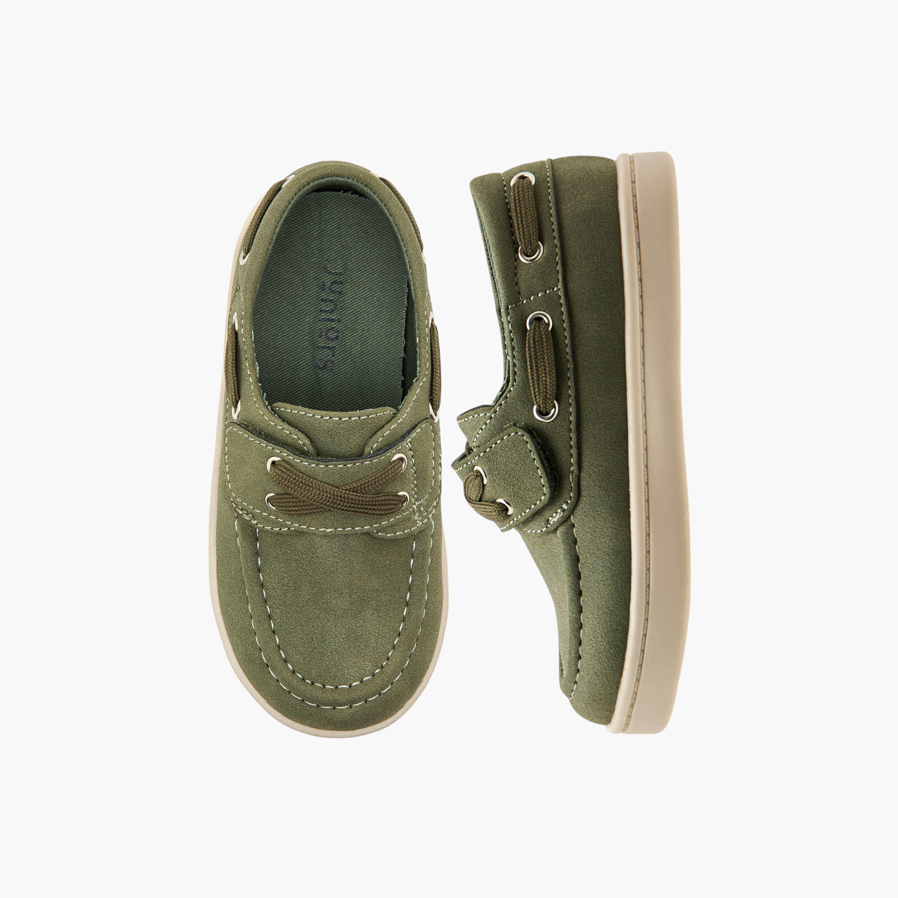 Juniors Lace Detail Loafers with Hook and Loop Closure-boys-shoes-loafers-image-1