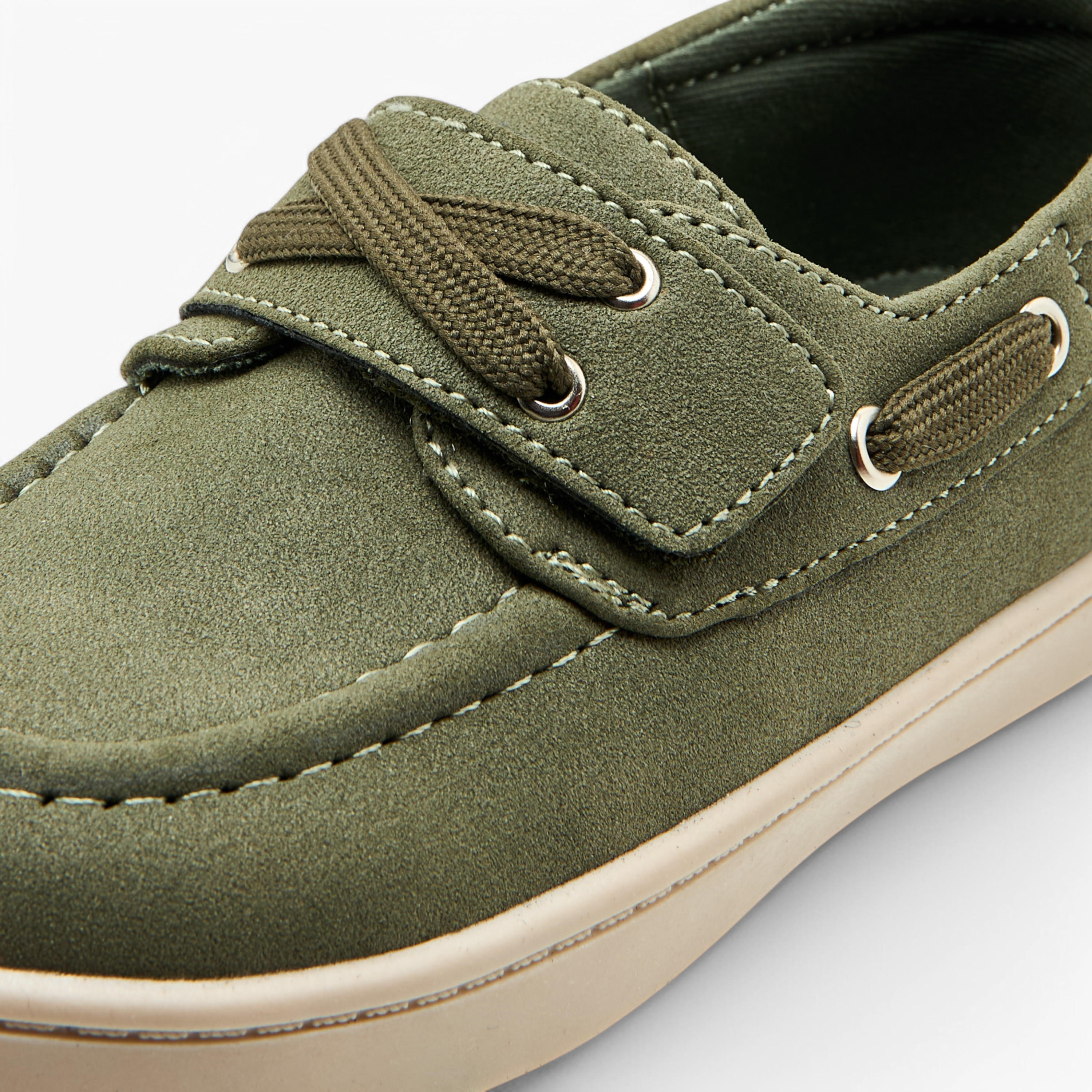 Juniors Lace Detail Loafers with Hook and Loop Closure-boys-shoes-loafers-image-4