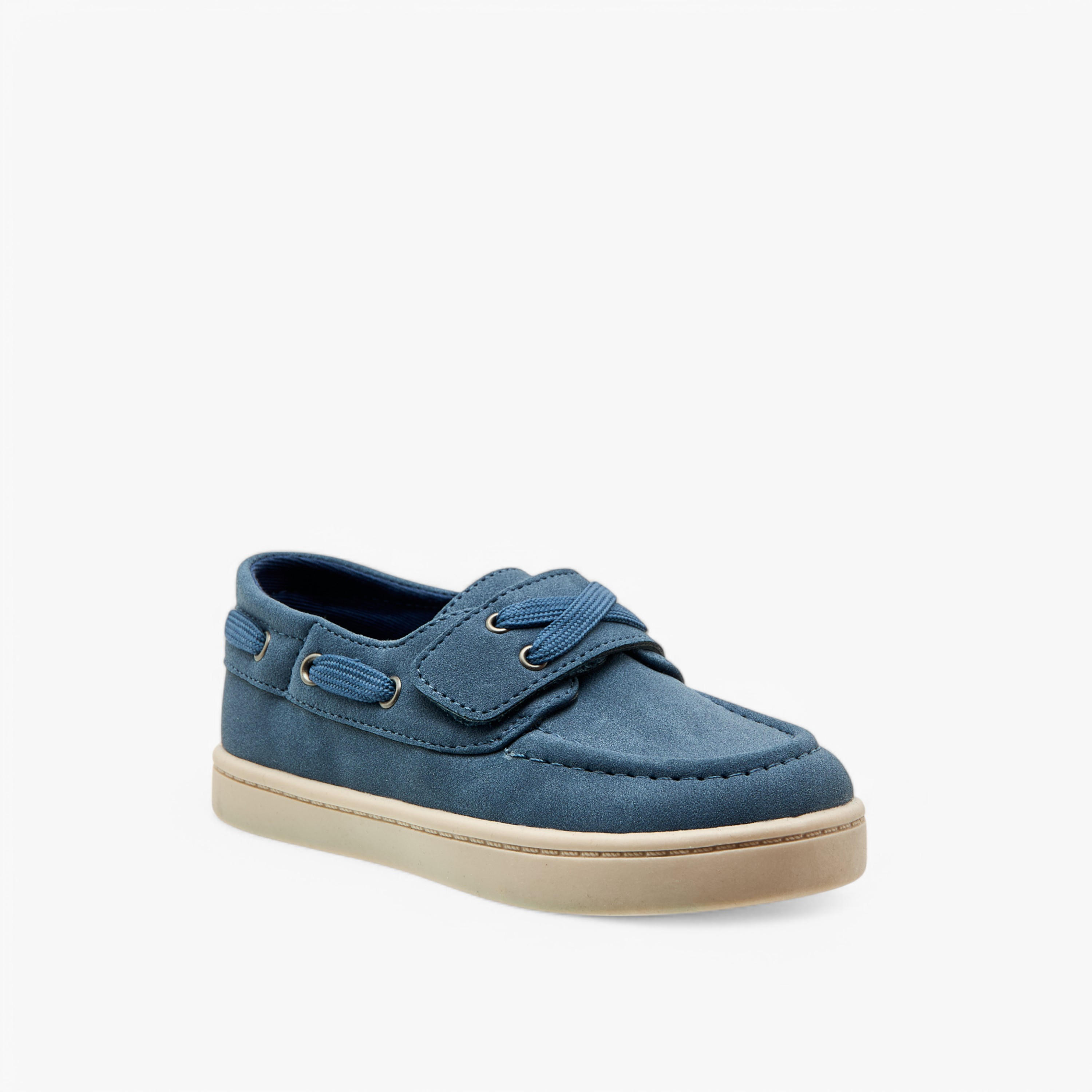 Juniors Lace Detail Loafers with Hook and Loop Closure-boys-shoes-loafers-image-2