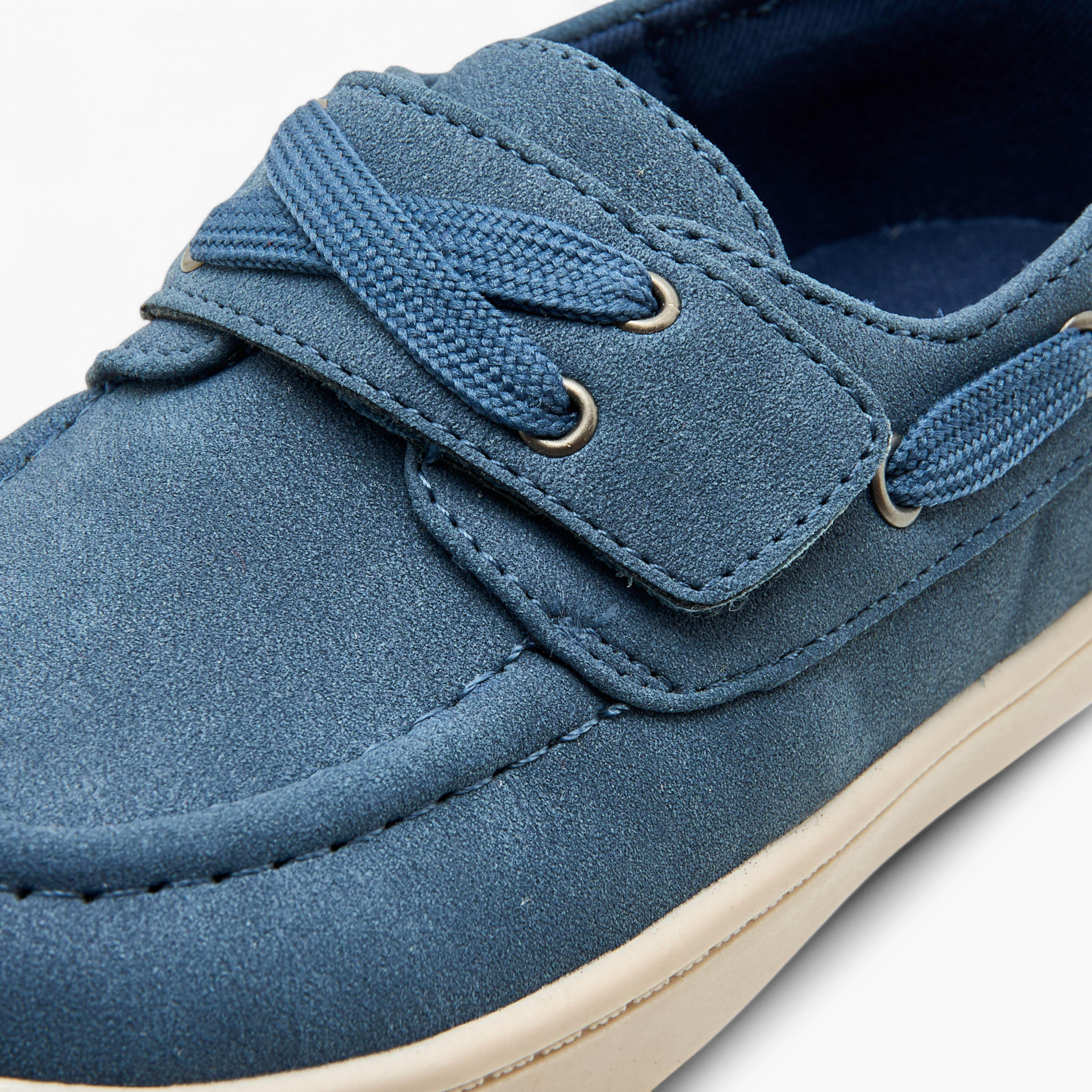 Juniors Lace Detail Loafers with Hook and Loop Closure-boys-shoes-loafers-image-4