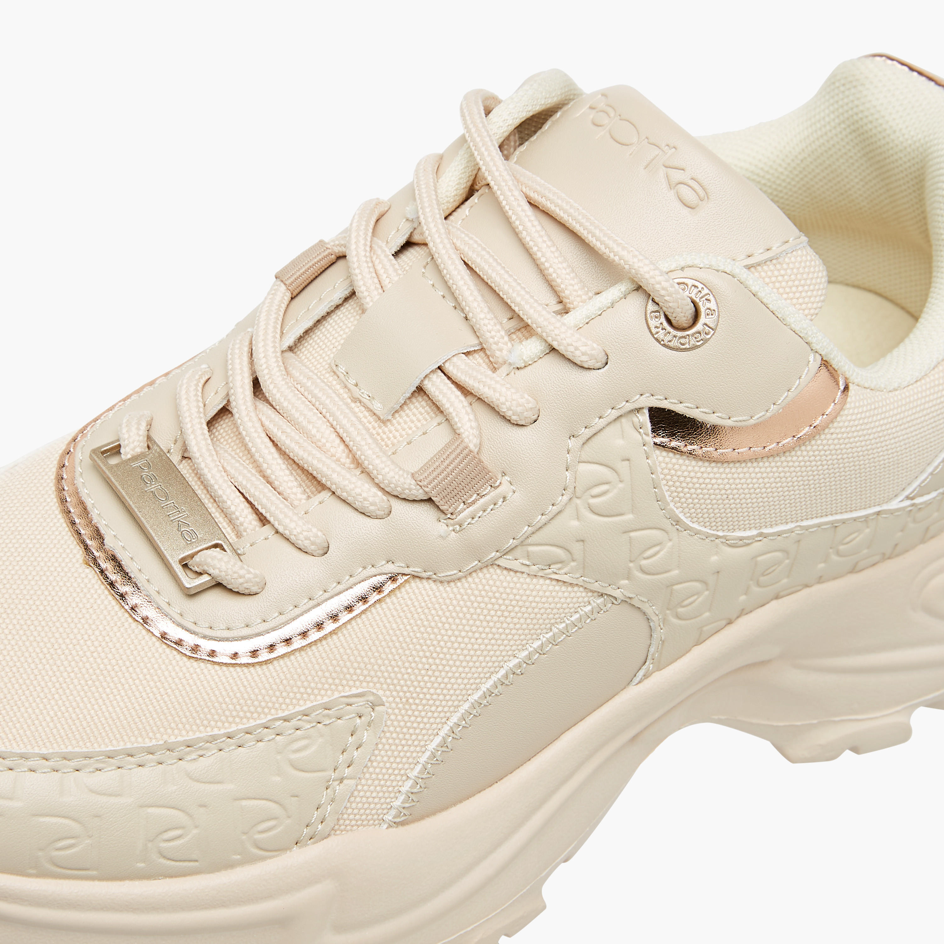 Paprika Monogram Embossed Sneakers with Lace-Up Closure-women-shoes-sneakers-image-4