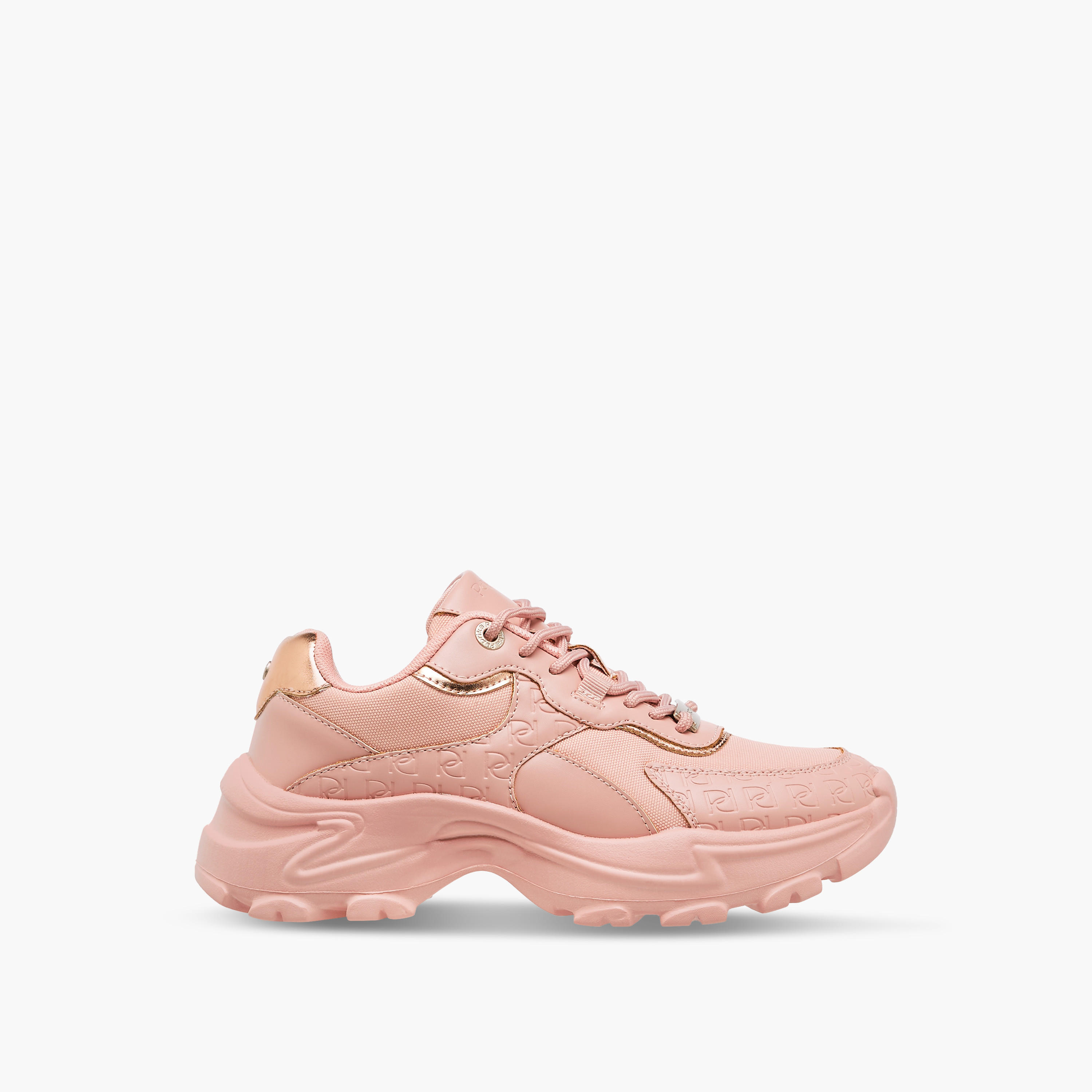 Paprika Monogram Embossed Sneakers with Lace-Up Closure-women-shoes-sneakers-image-3