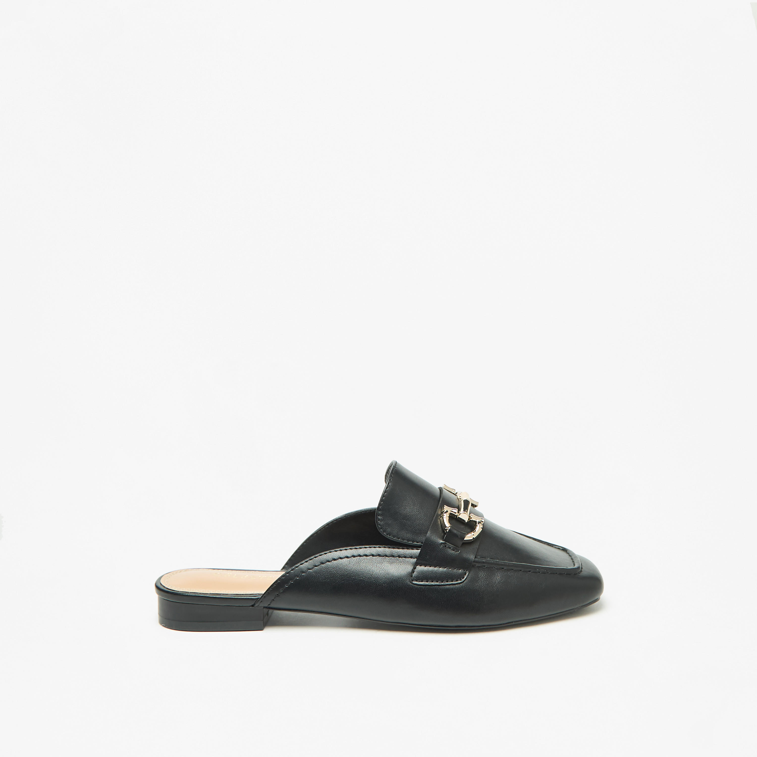 حذاء ميول سادة سهل الارتداء بزينة ميتاليك للنساء من سيليست-women-shoes-flats-mules-image-2