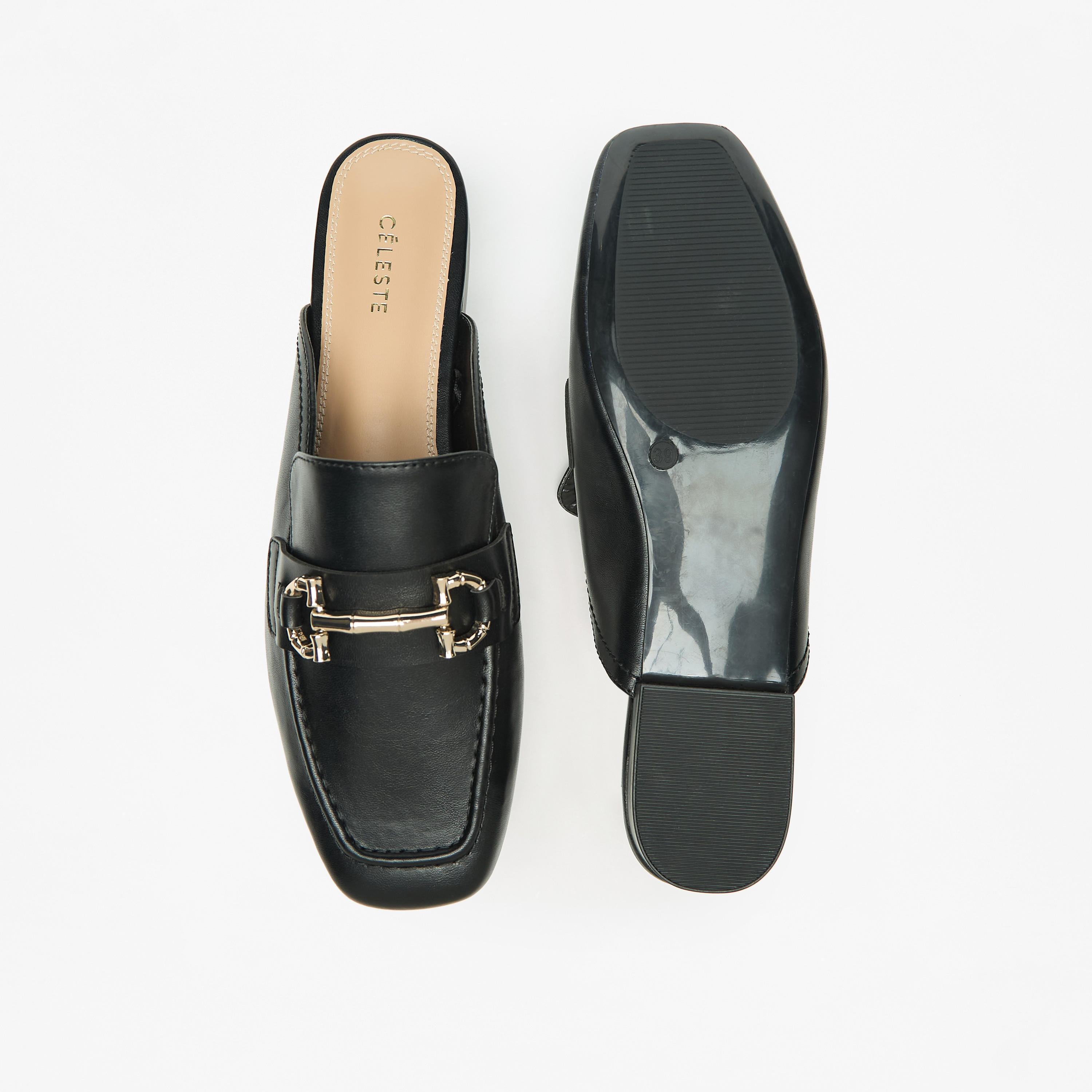 Celeste Women's Solid Slip-On Mules with Metallic Accent-women-shoes-flats-mules-image-1