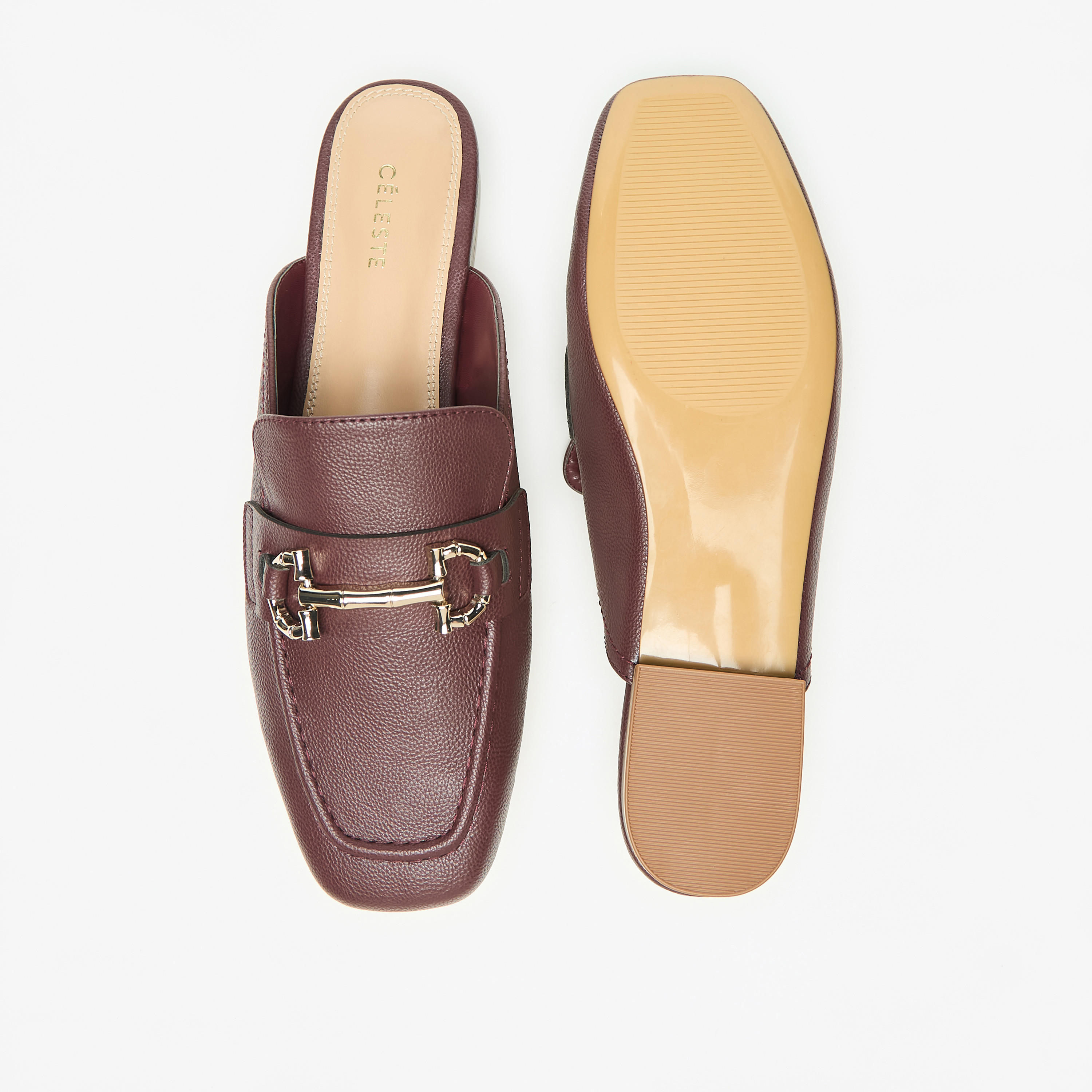 حذاء ميول سادة سهل الارتداء بزينة ميتاليك للنساء من سيليست-women-shoes-flats-mules-image-6