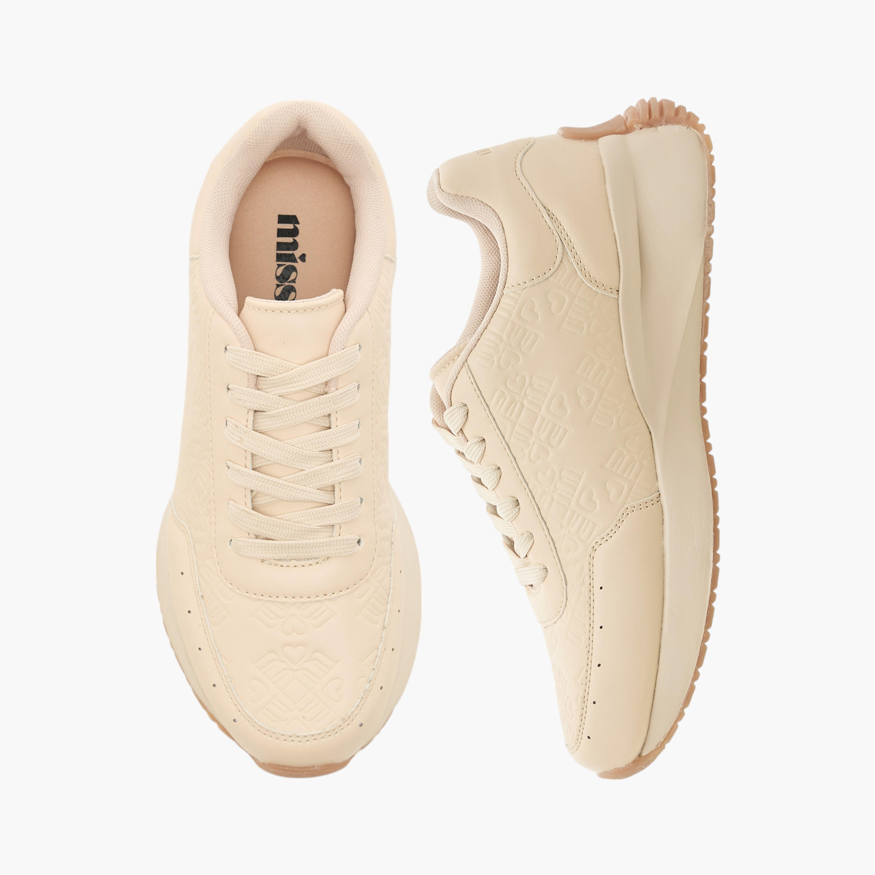 Missy Monogram Embossed Lace-Up Sneakers-women-shoes-sneakers-image-1