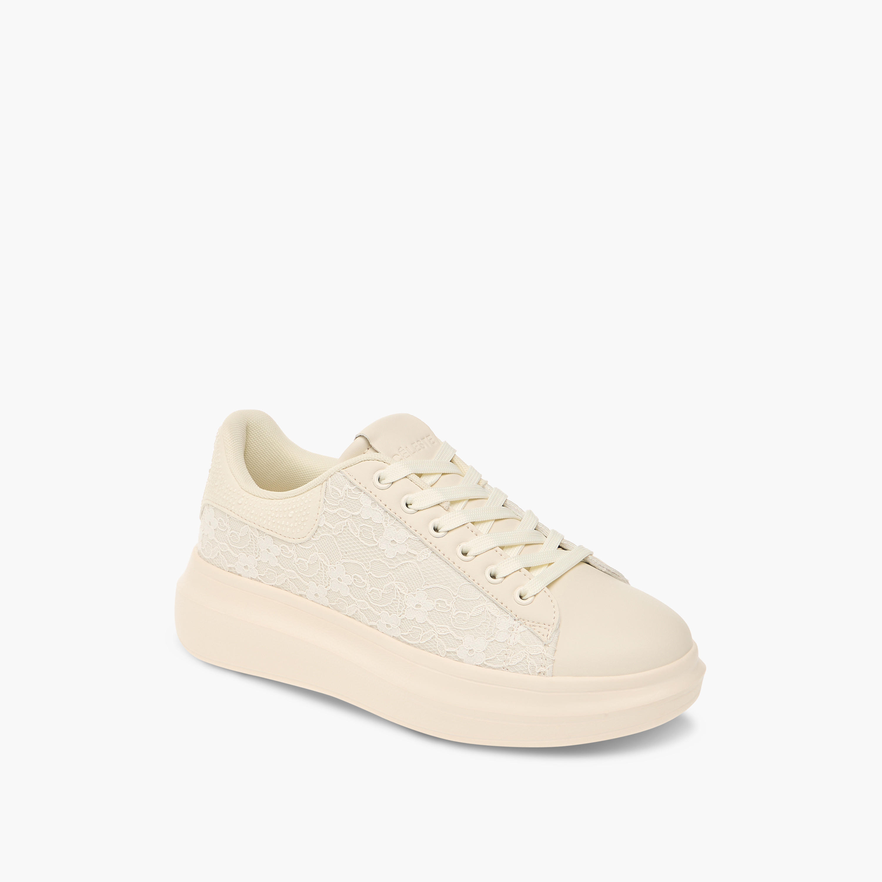 Celeste Women's Lace Textured Sneakers with Lace-Up Closure-women-shoes-sneakers-image-2