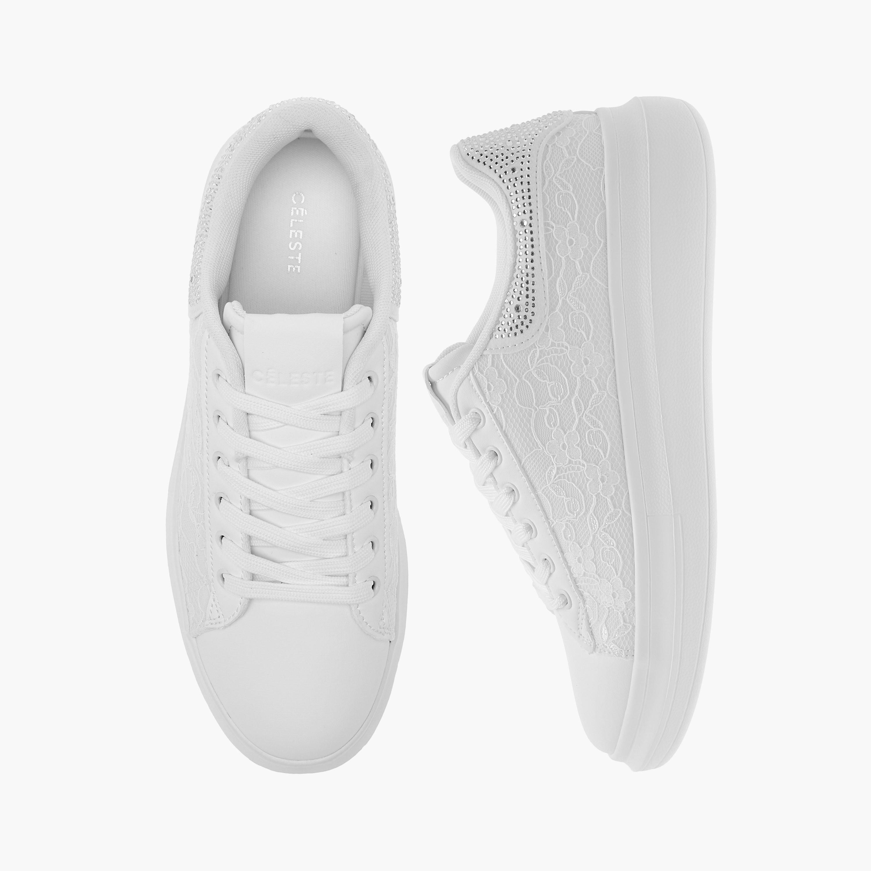 Celeste Women's Lace Textured Sneakers with Lace-Up Closure-women-shoes-sneakers-image-1